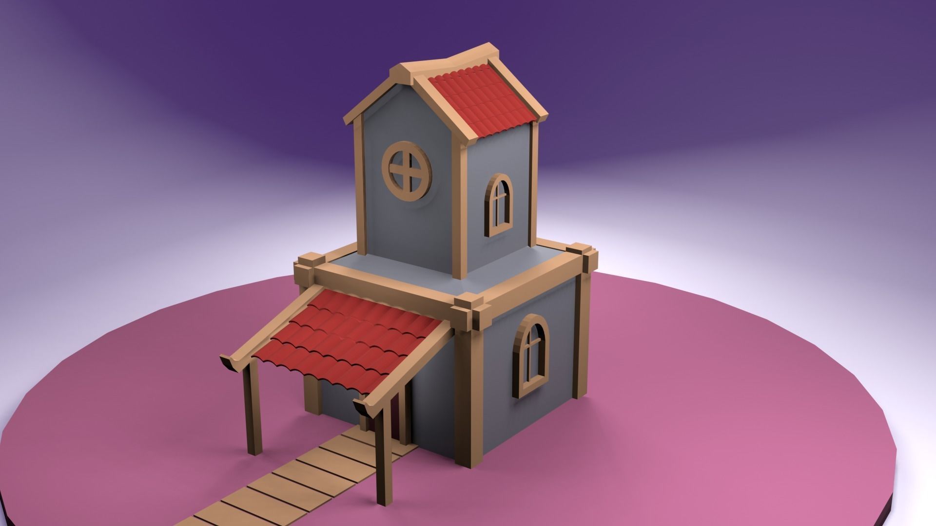 Low poly game ready house Free low-poly 3D model_2