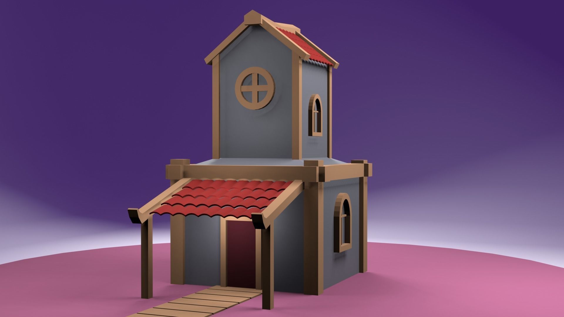 Low poly game ready house Free low-poly 3D model_1