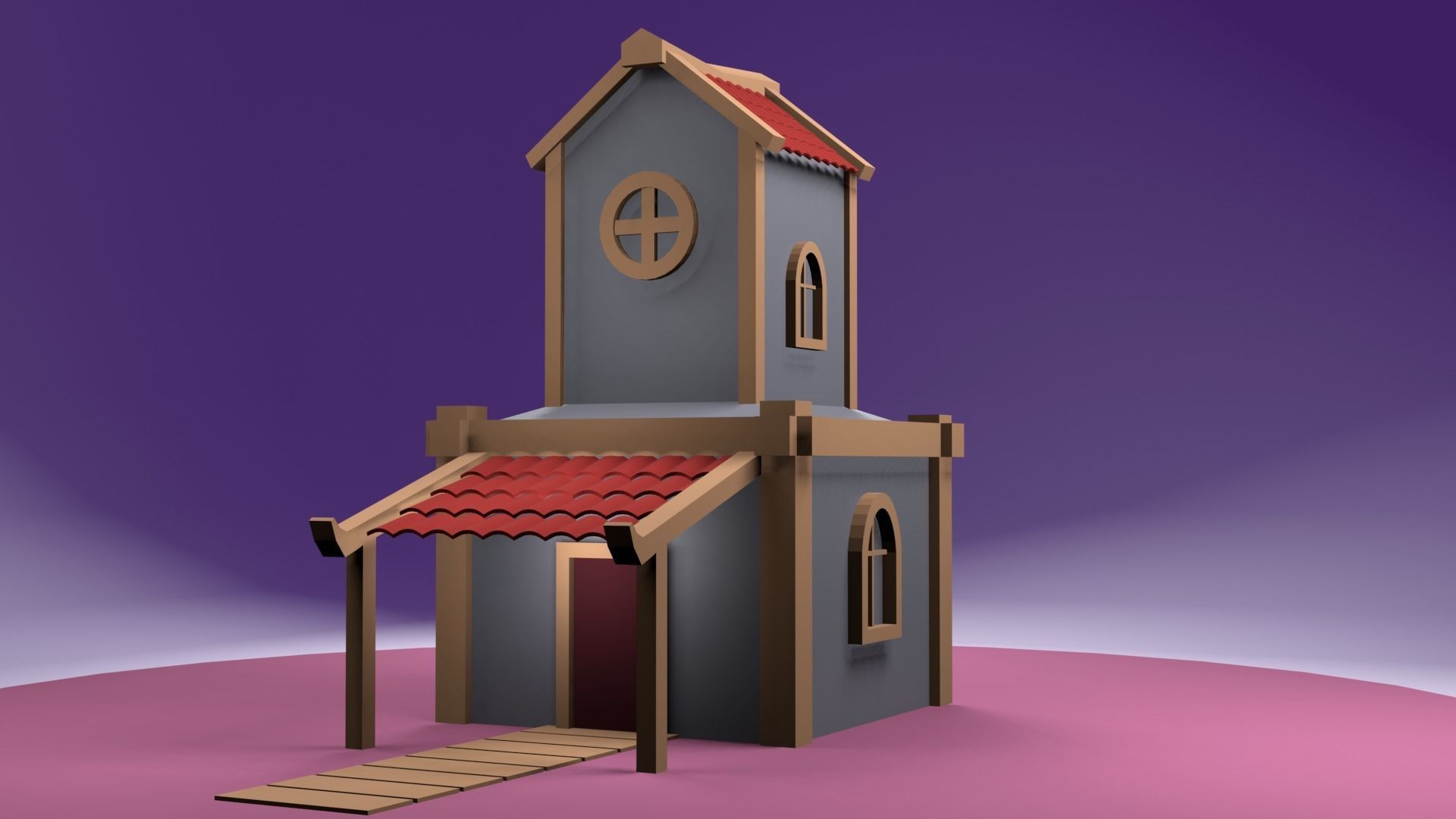 Low poly game ready house Free low-poly 3D model_12