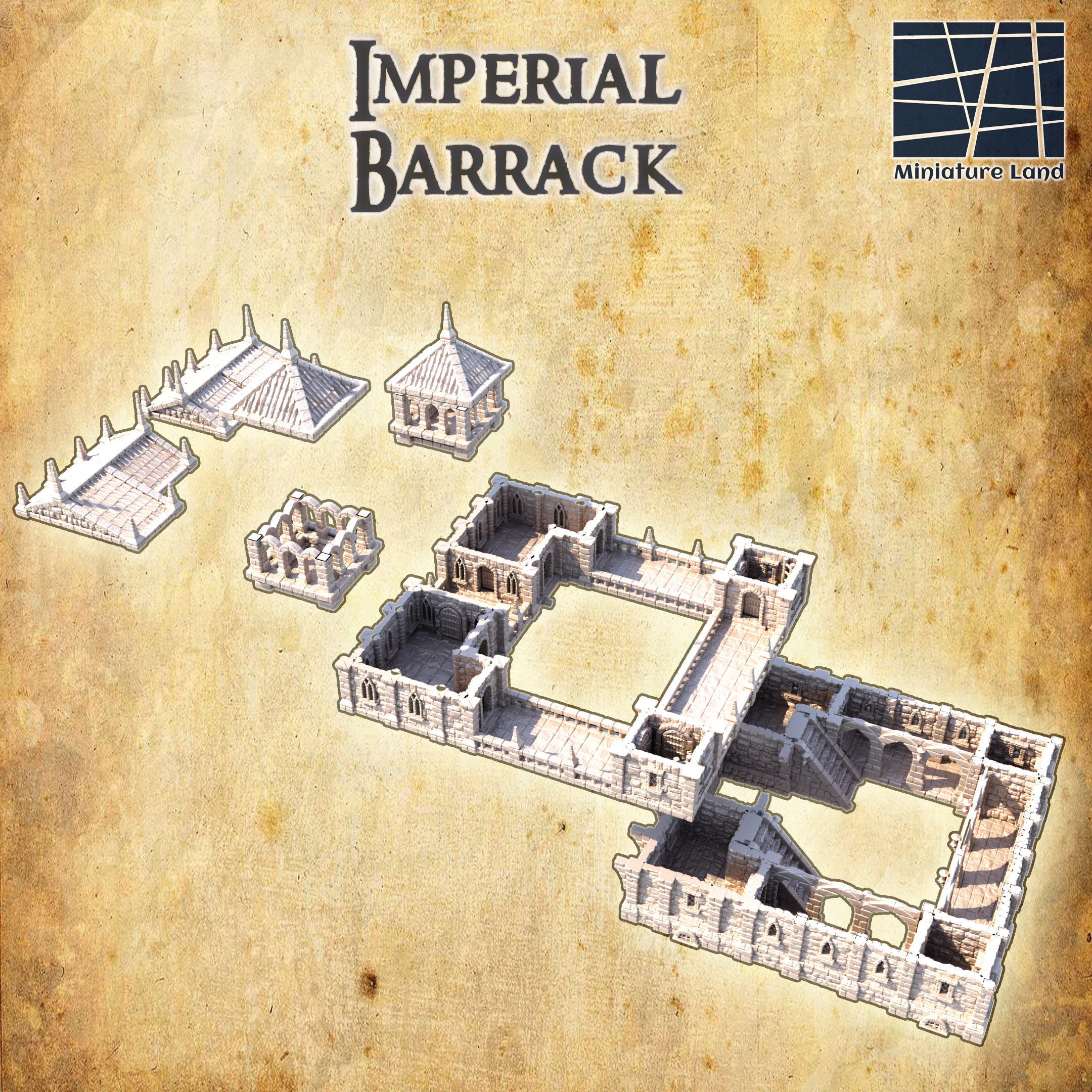 Imperial Barracks Tabletop Terrain 28 MM 3D print model_4