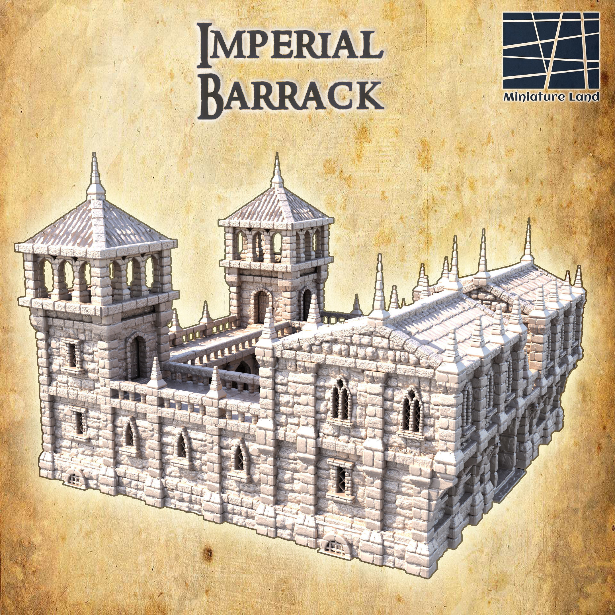 Imperial Barracks Tabletop Terrain 28 MM 3D print model_1