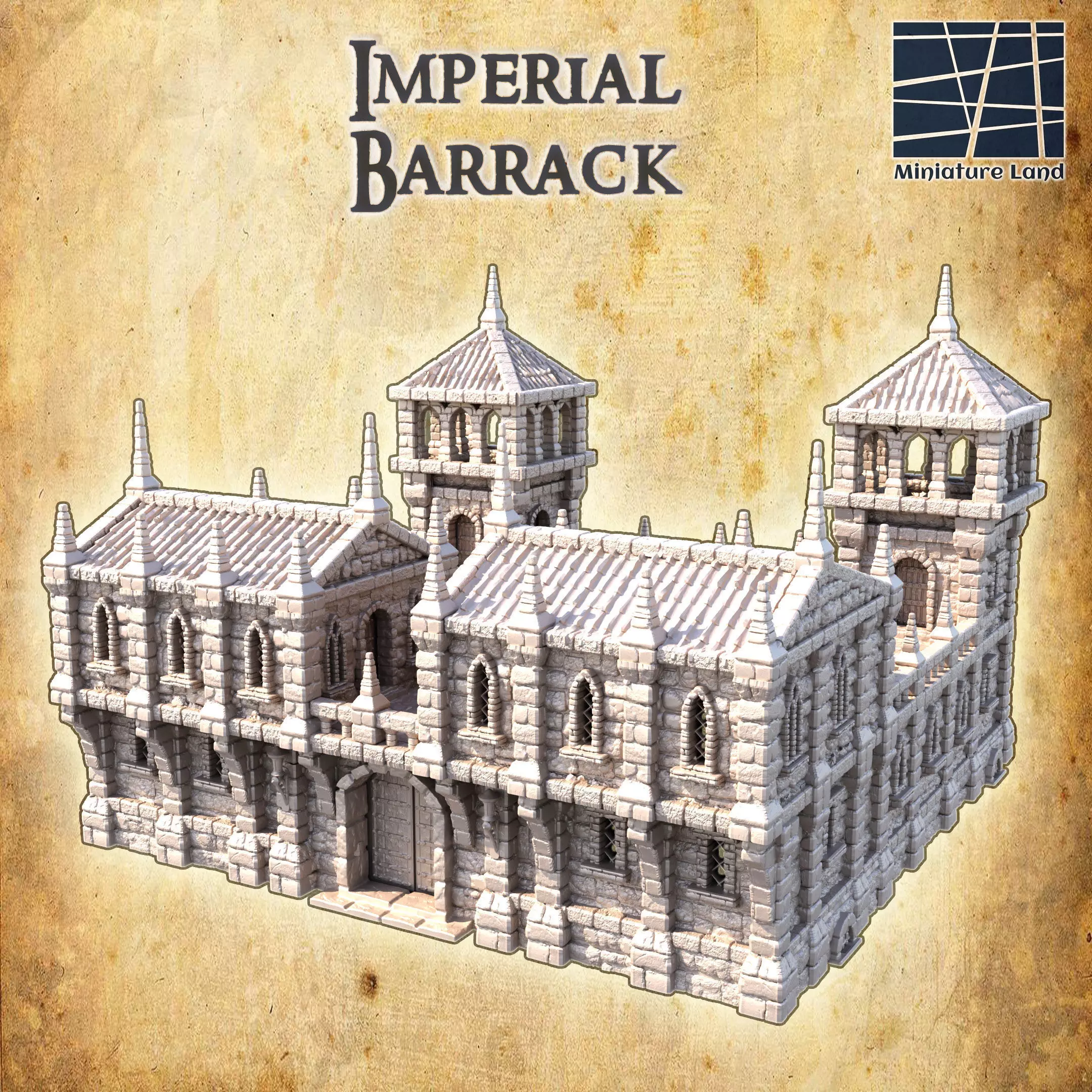 Imperial Barracks Tabletop Terrain 28 MM 3D print model_0