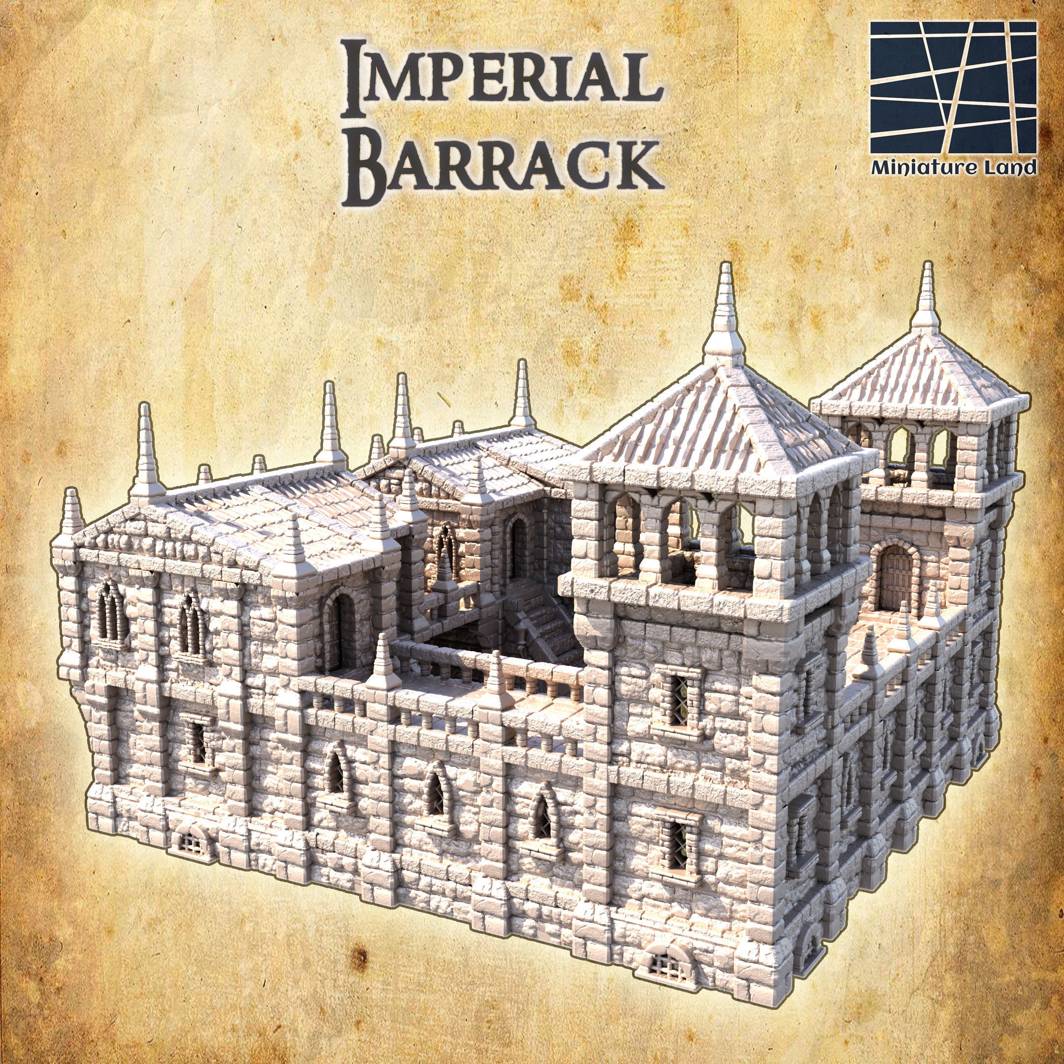 Imperial Barracks Tabletop Terrain 28 MM 3D print model_3