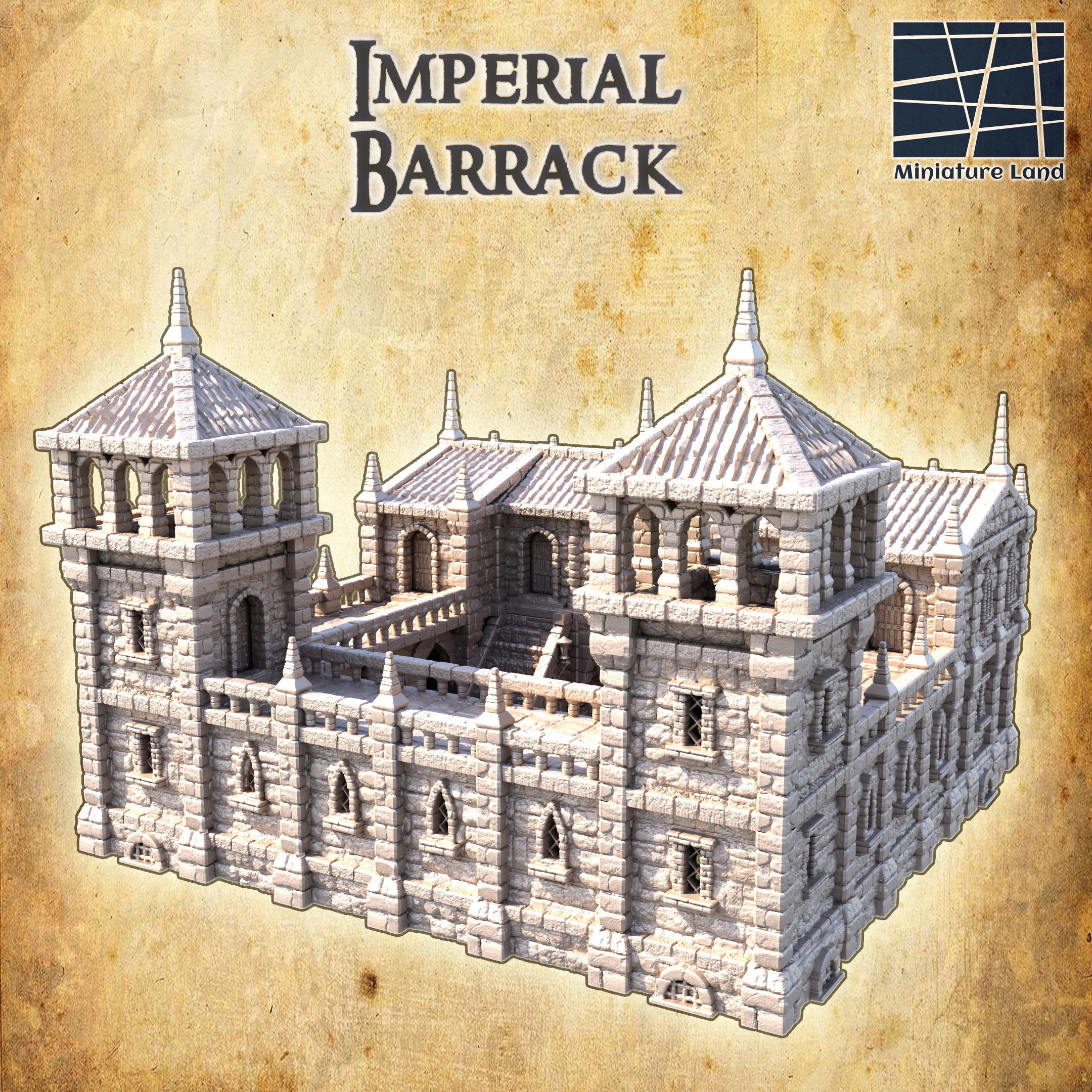 Imperial Barracks Tabletop Terrain 28 MM 3D print model_2