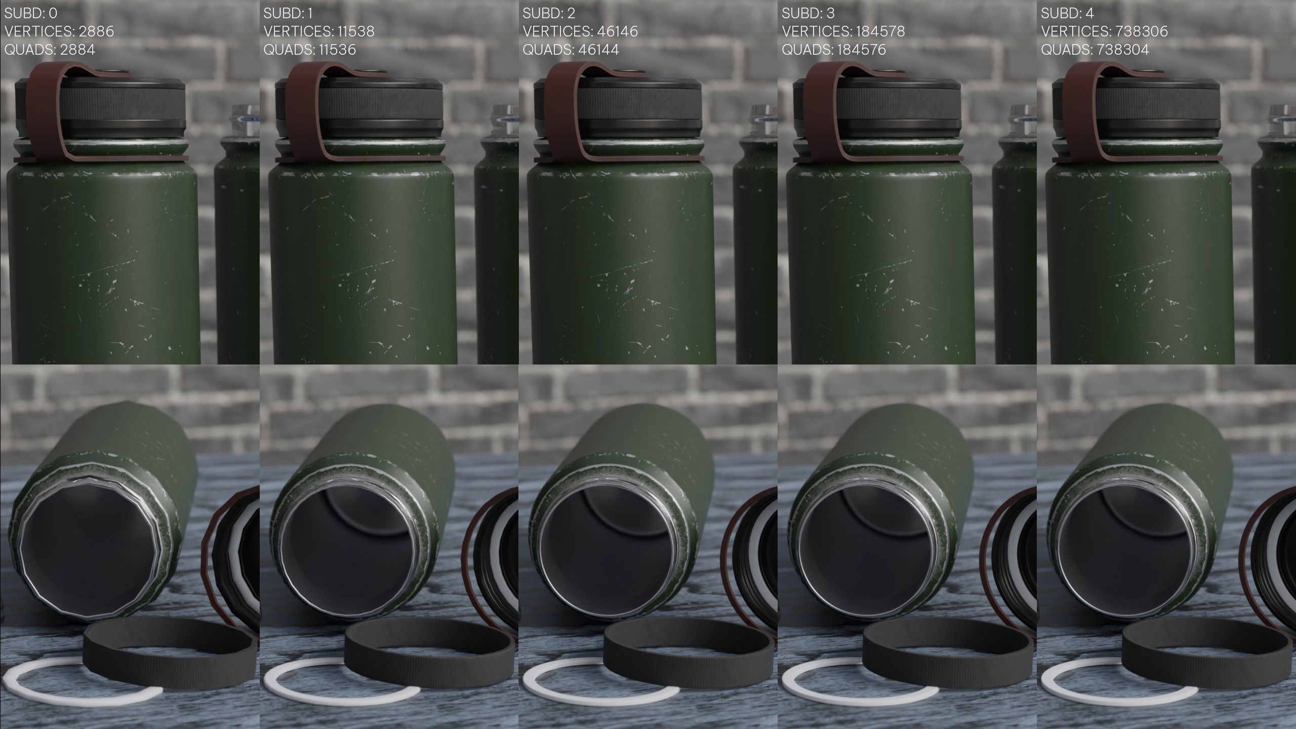 Water Bottle Steel Flask Different Colors Real Size 3D model_12