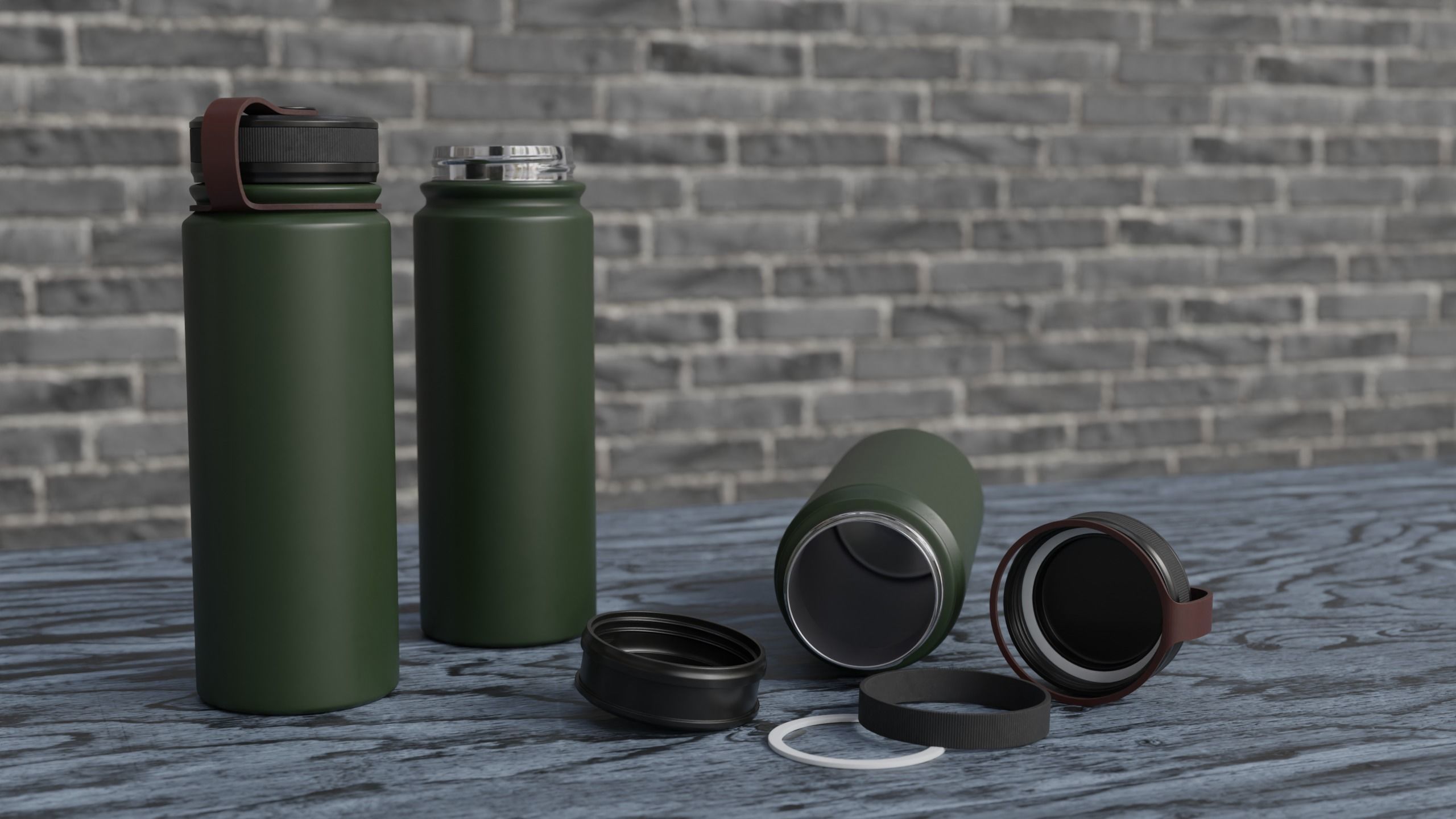 Water Bottle Steel Flask Different Colors Real Size 3D model_5