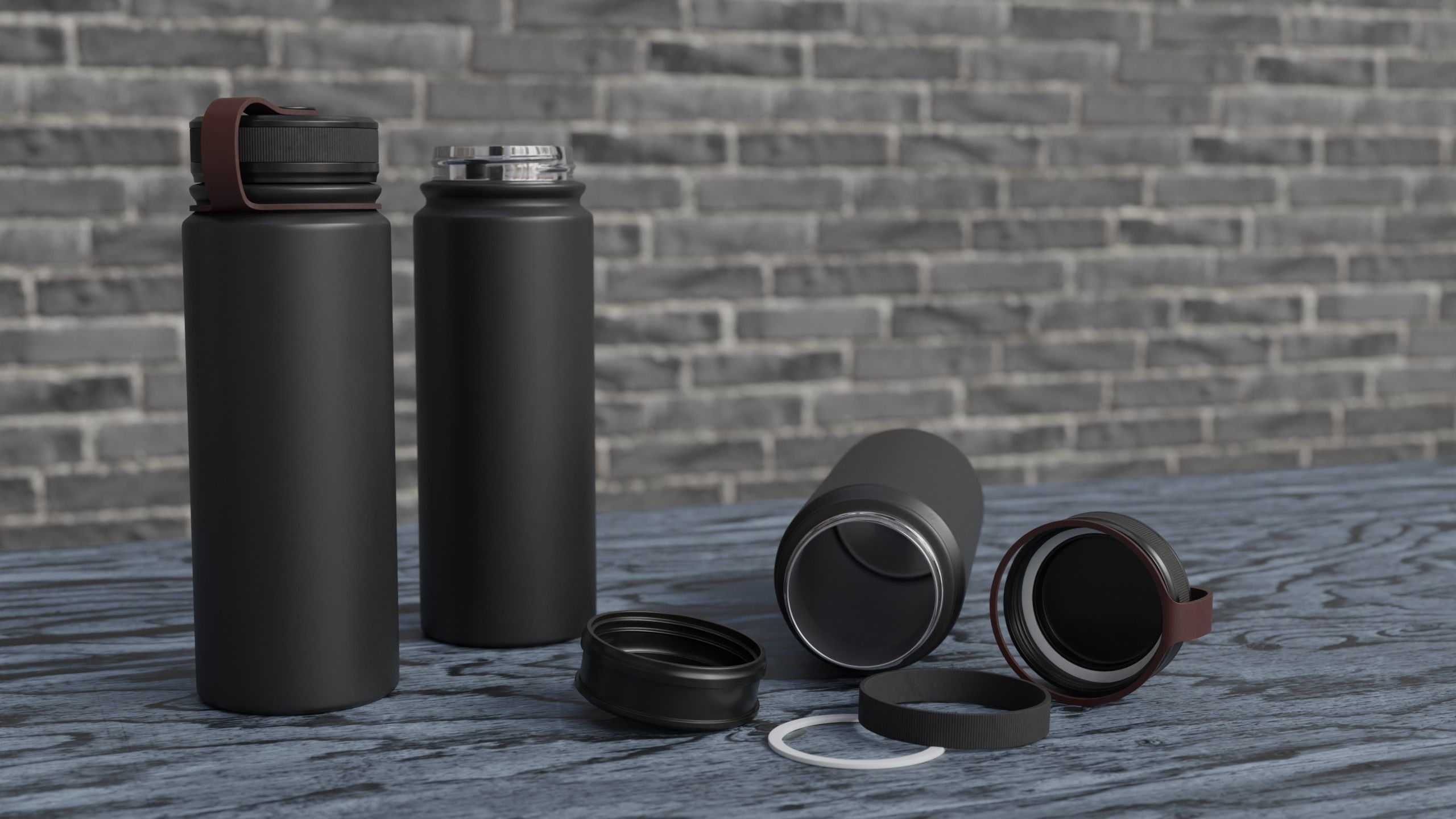 Water Bottle Steel Flask Different Colors Real Size 3D model_4