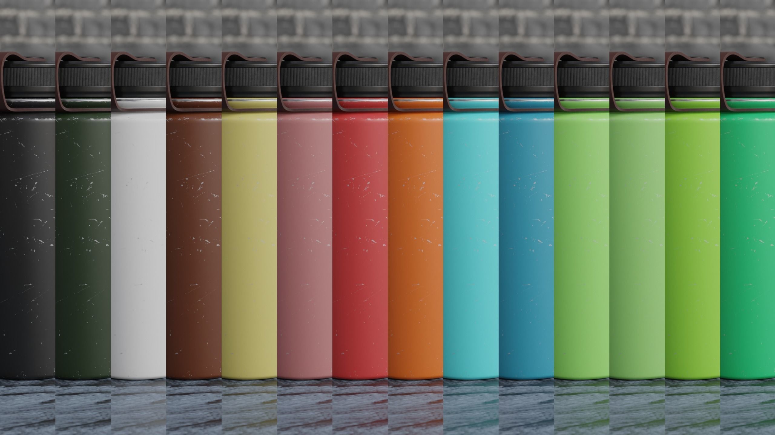 Water Bottle Steel Flask Different Colors Real Size 3D model_10