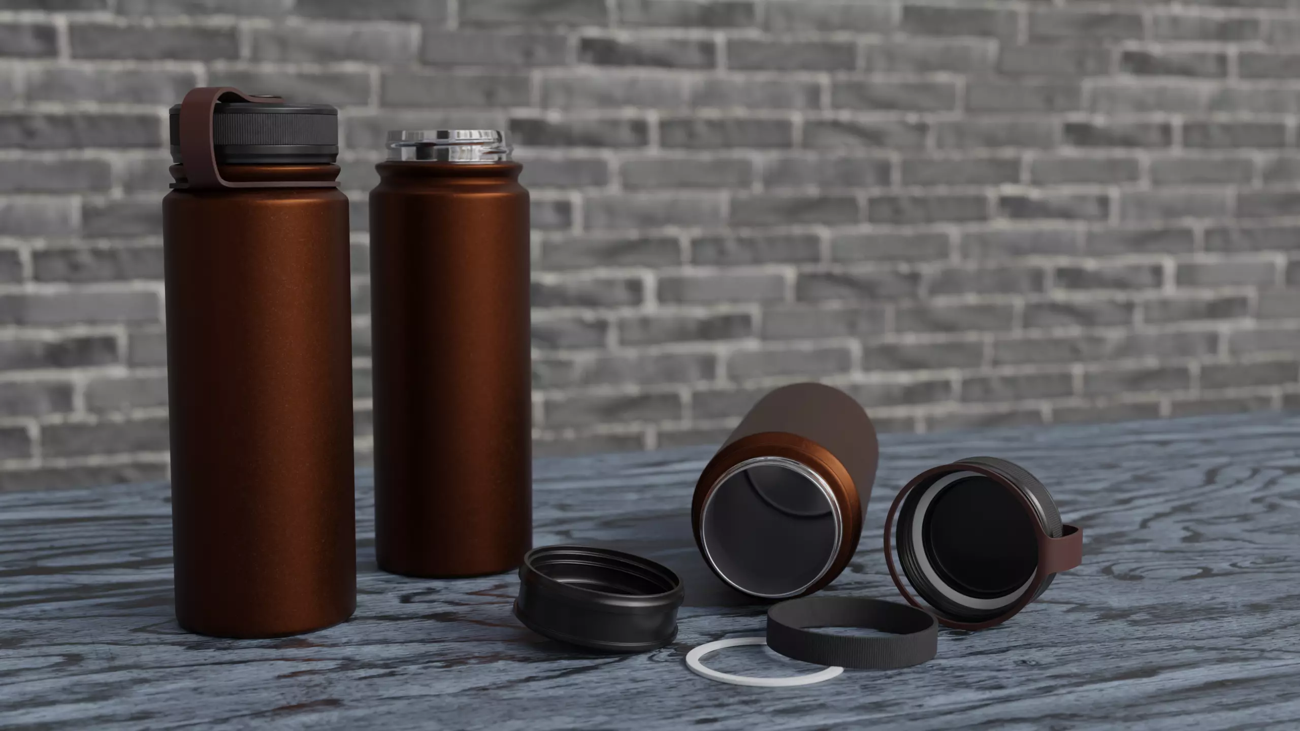 Water Bottle Steel Flask Different Colors Real Size 3D model_0