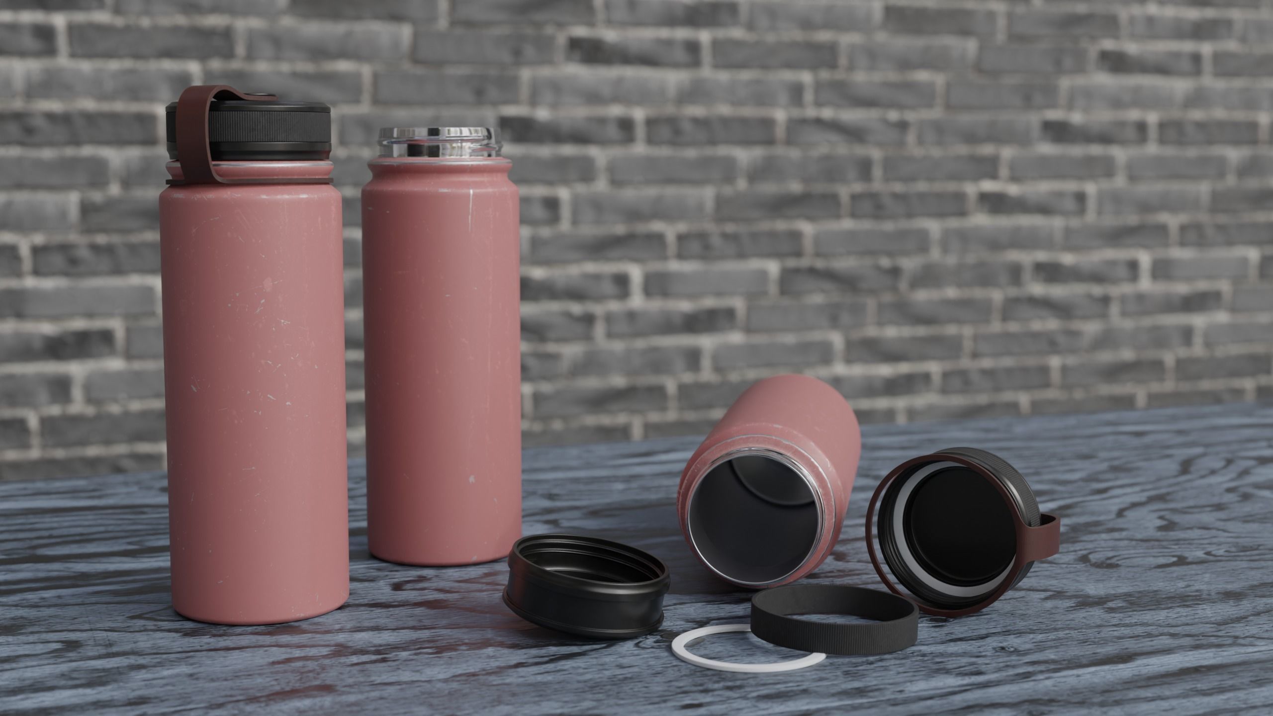 Water Bottle Steel Flask Different Colors Real Size 3D model_3