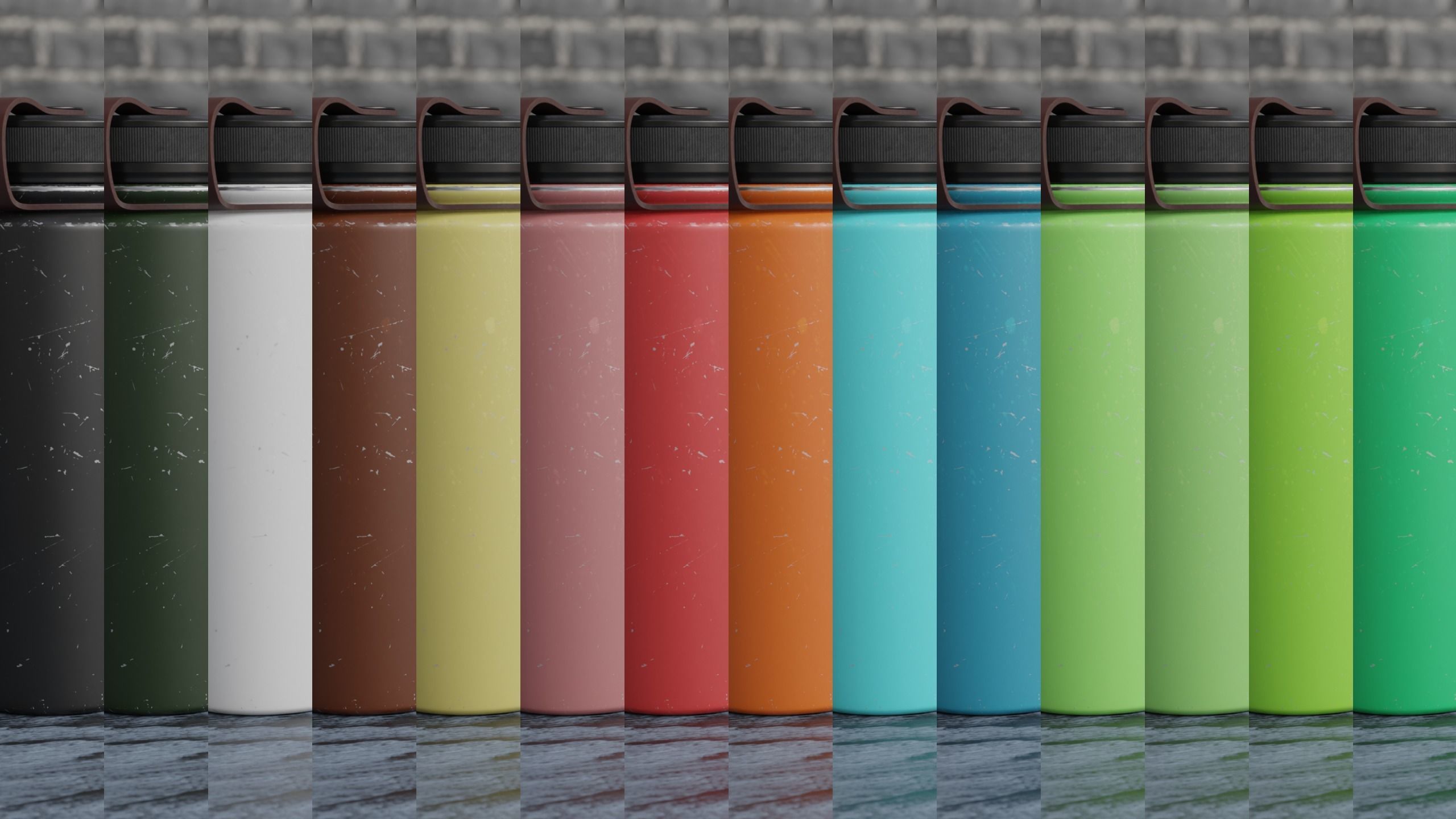Water Bottle Steel Flask Different Colors Real Size 3D model_11