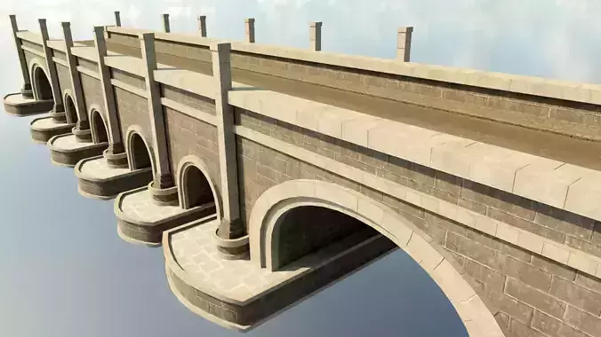 Modular Viaduct bridge Low-poly 3D model