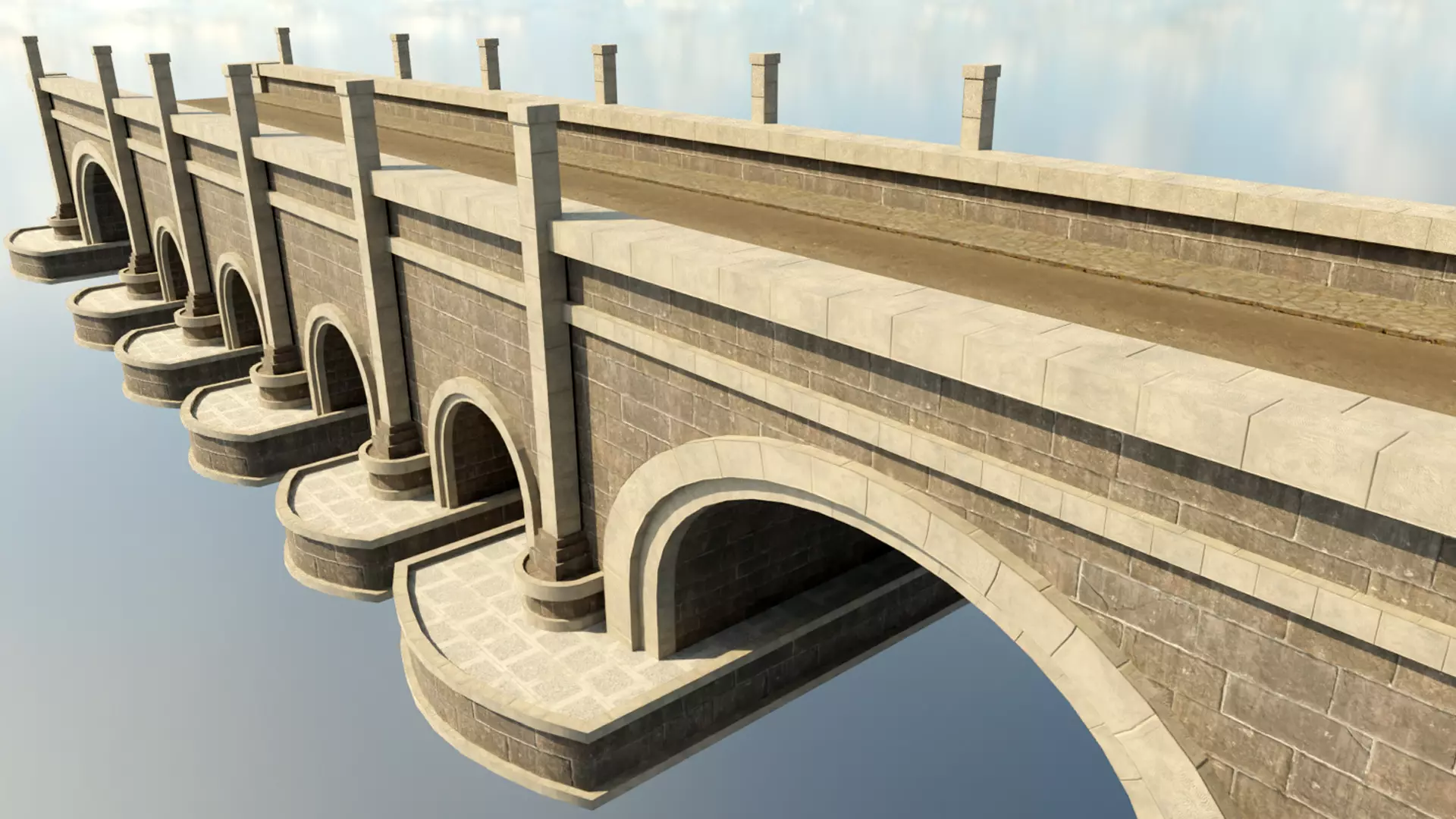 Modular Viaduct bridge Low-poly 3D model_0