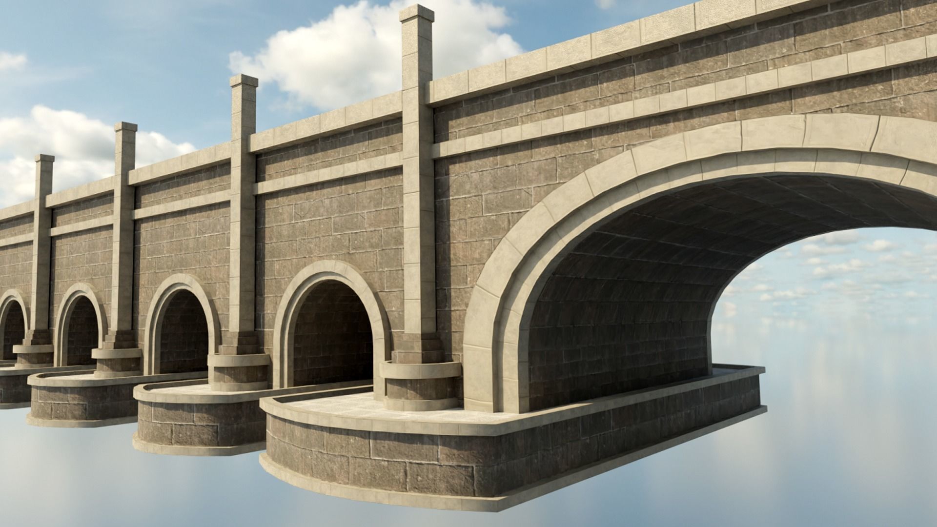 Modular Viaduct bridge Low-poly 3D model_4