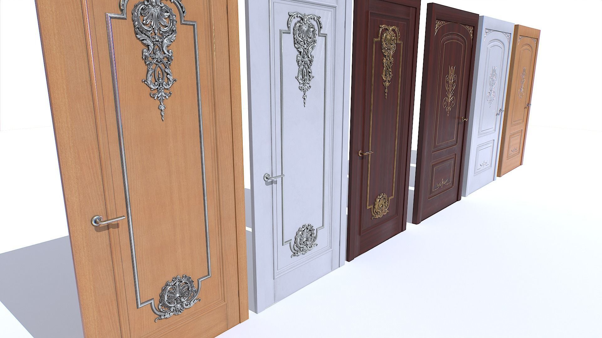 Classic Door pack Low-poly 3D model_2