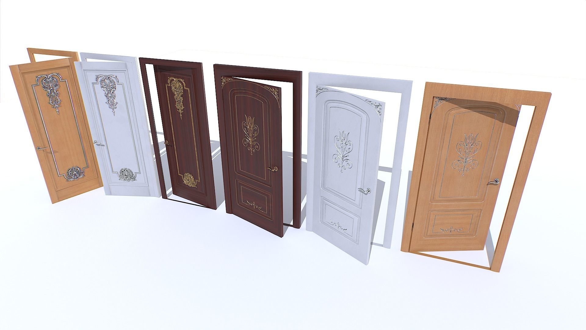Classic Door pack Low-poly 3D model_6