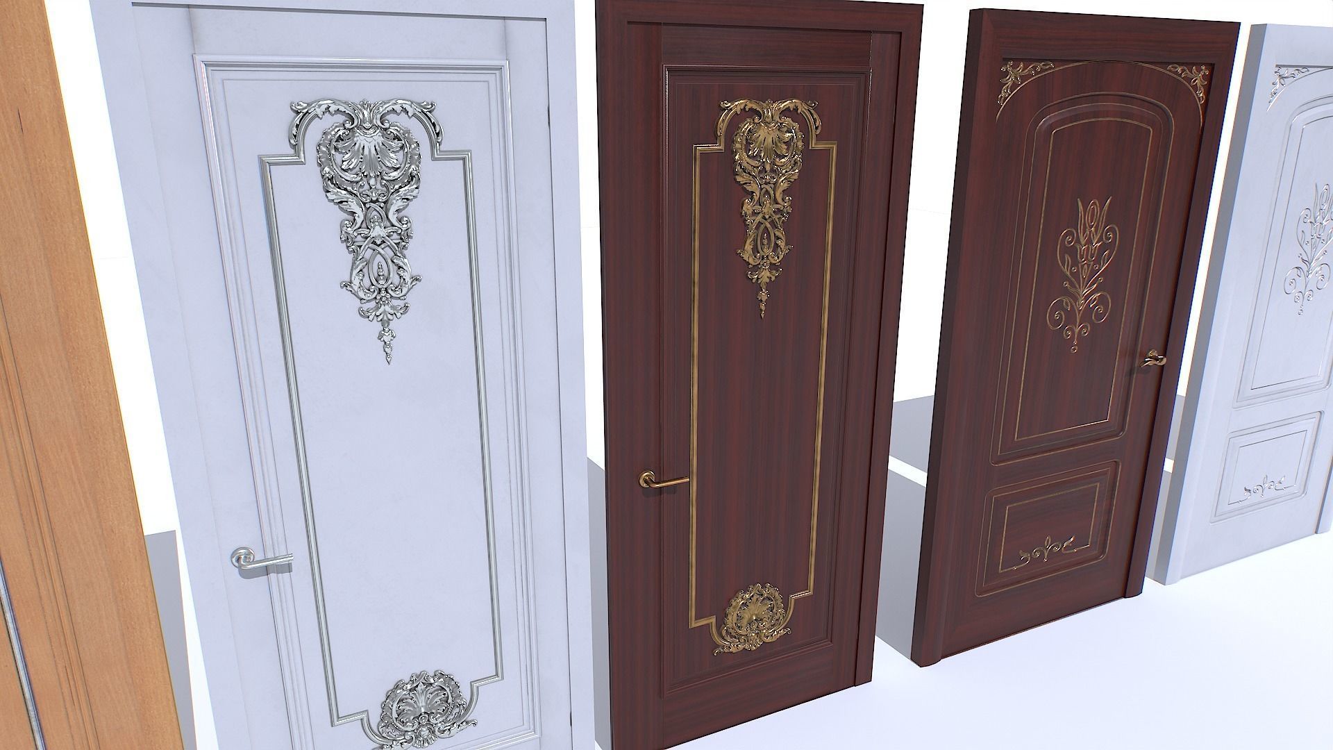 Classic Door pack Low-poly 3D model_3