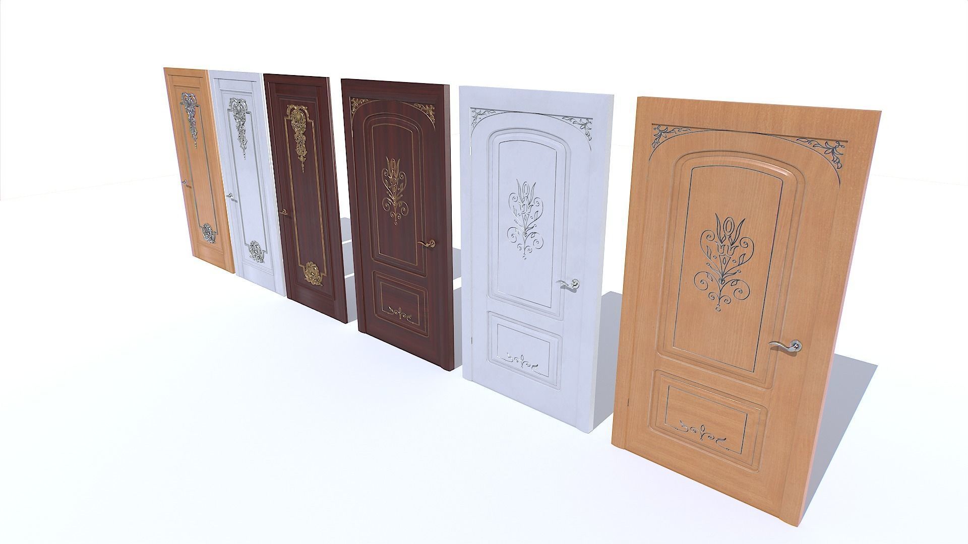 Classic Door pack Low-poly 3D model_1