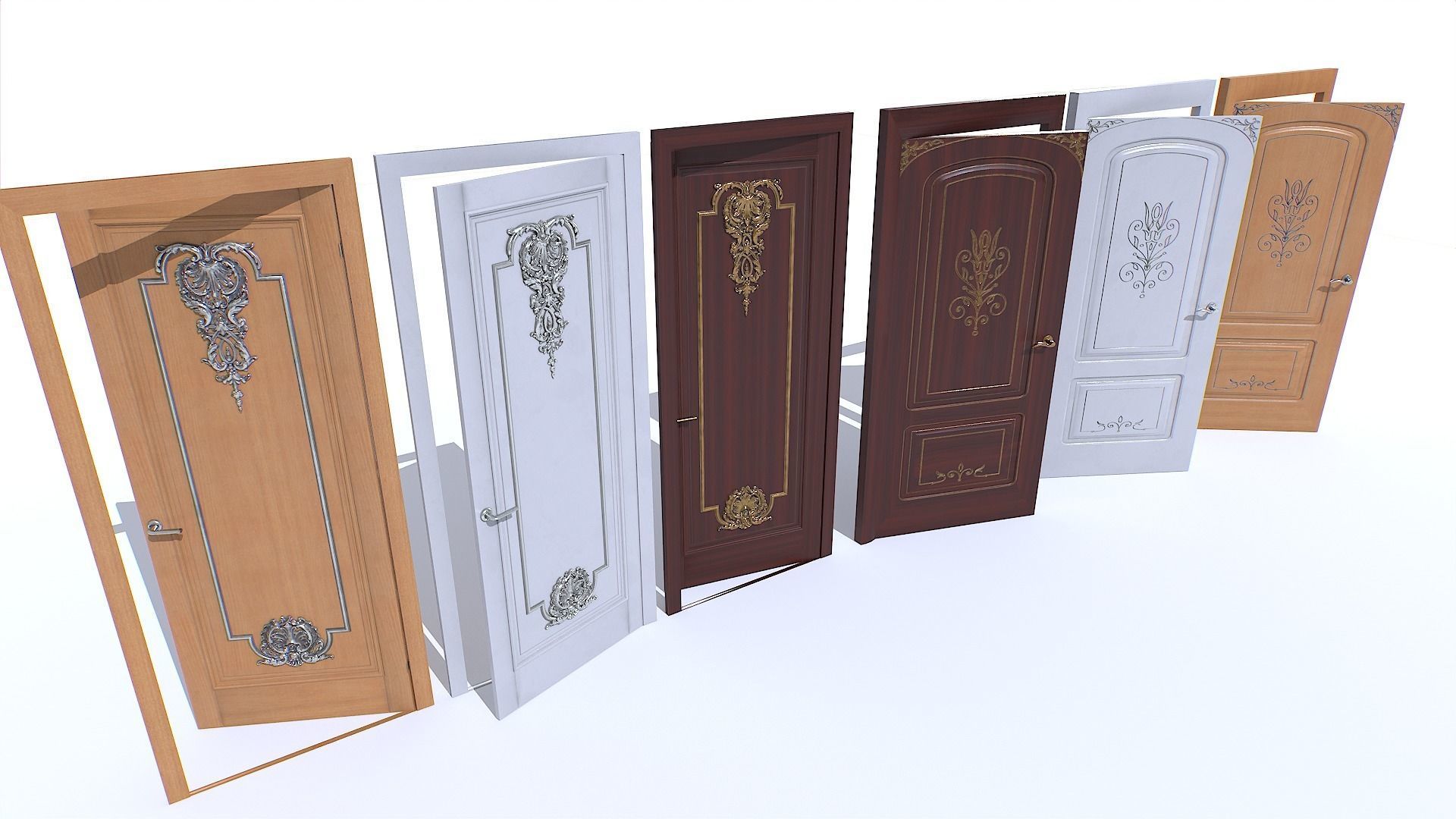 Classic Door pack Low-poly 3D model_7