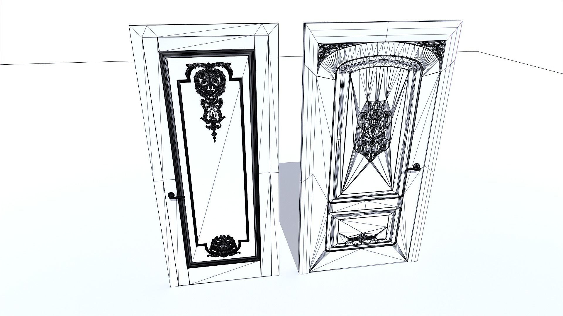 Classic Door pack Low-poly 3D model_8