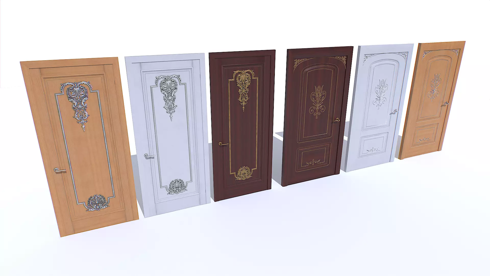 Classic Door pack Low-poly 3D model_0