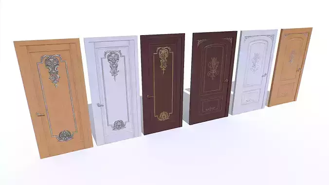 Classic Door pack Low-poly 3D model