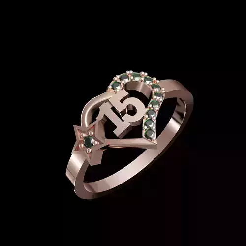 anillo quinceanera corazon estrella 