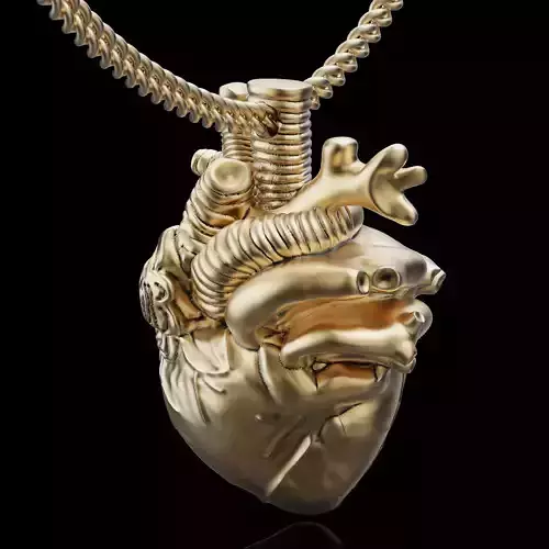 Heart pendant gold sterling printable jewelry 3D model