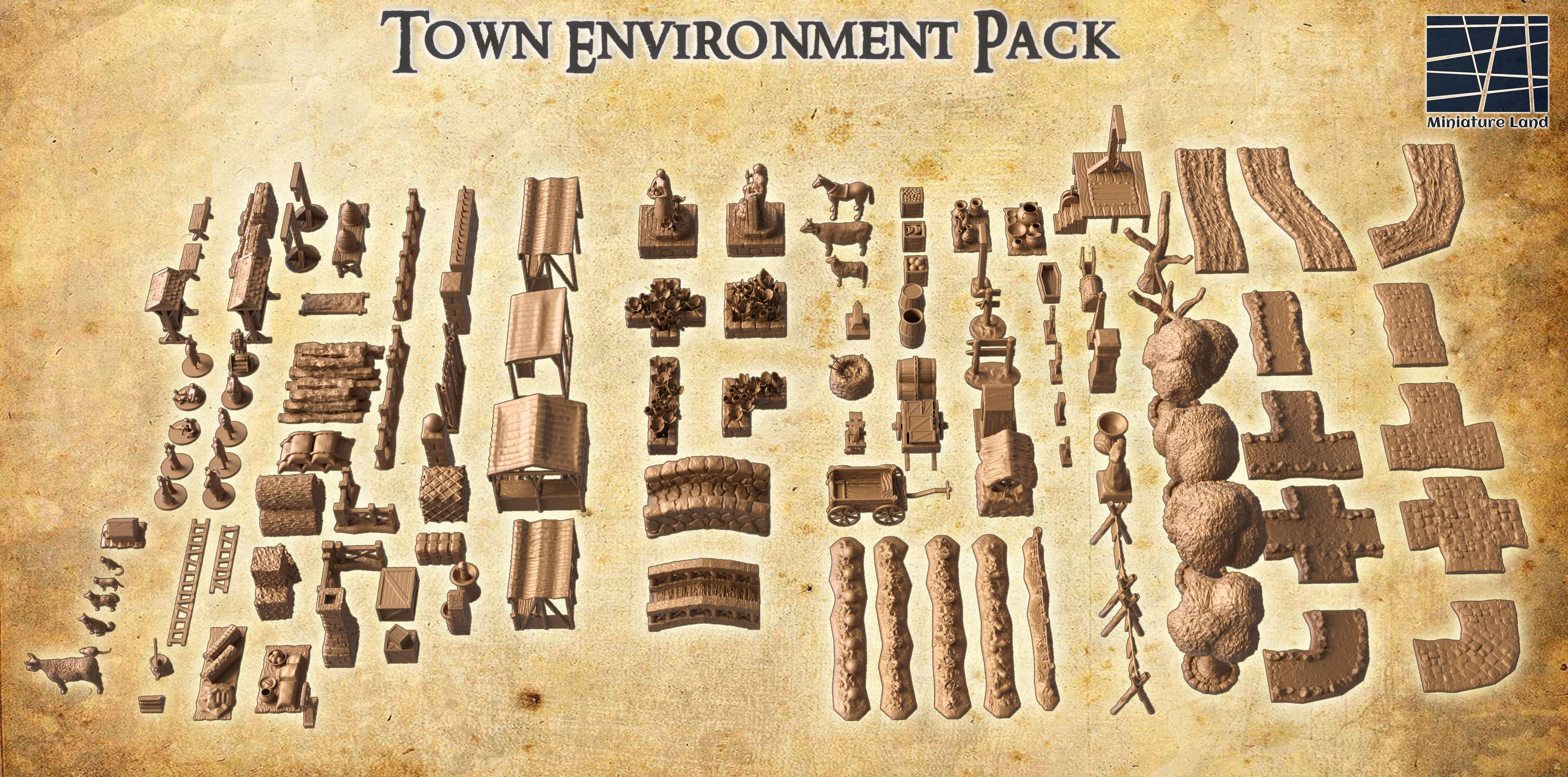 Town Environment Pack Tabletop Terrain 28 MM 3D print model_3