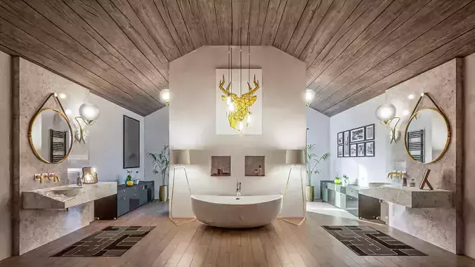 modern mirrored bathroom