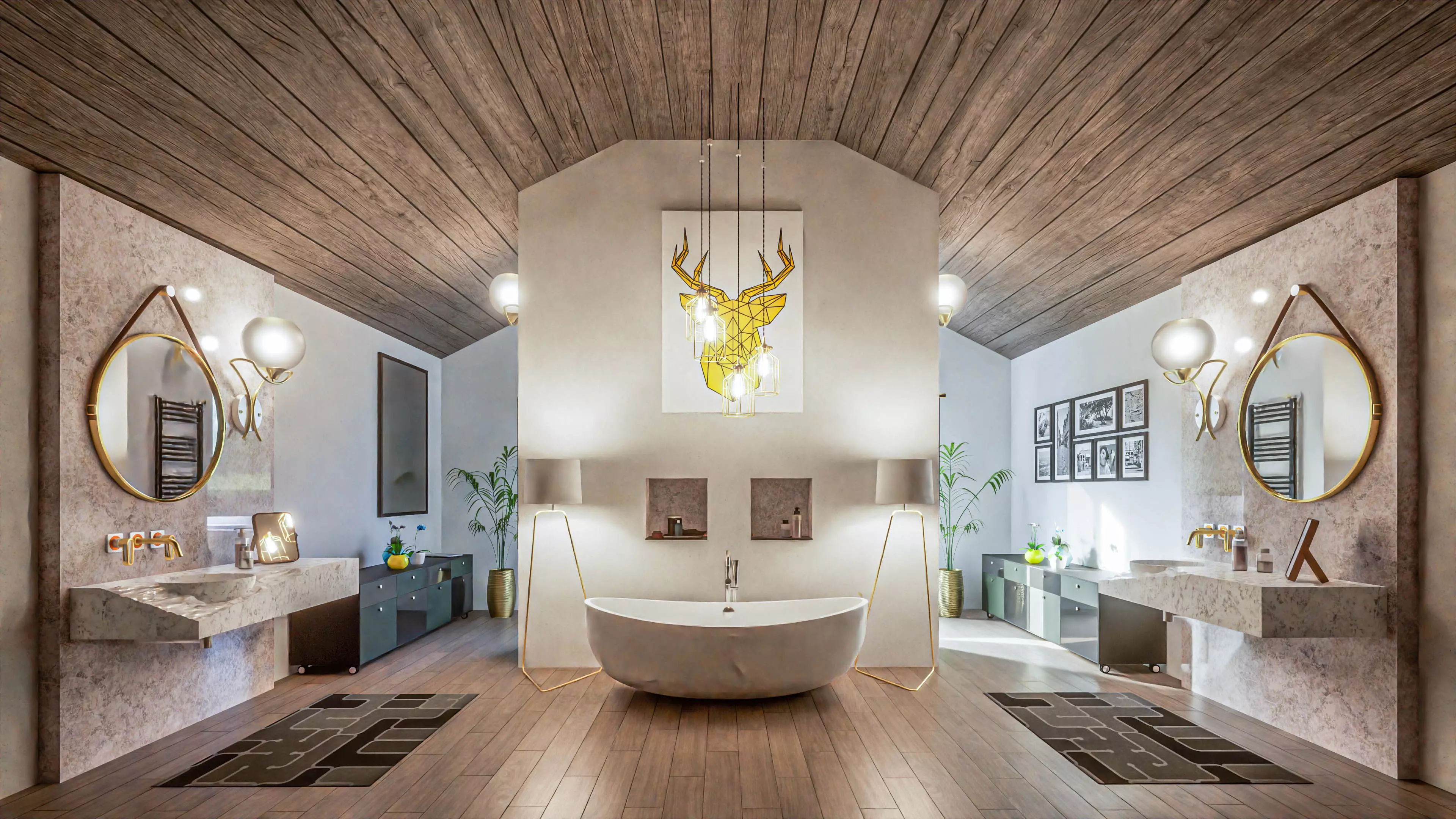 modern mirrored bathroom 3D model