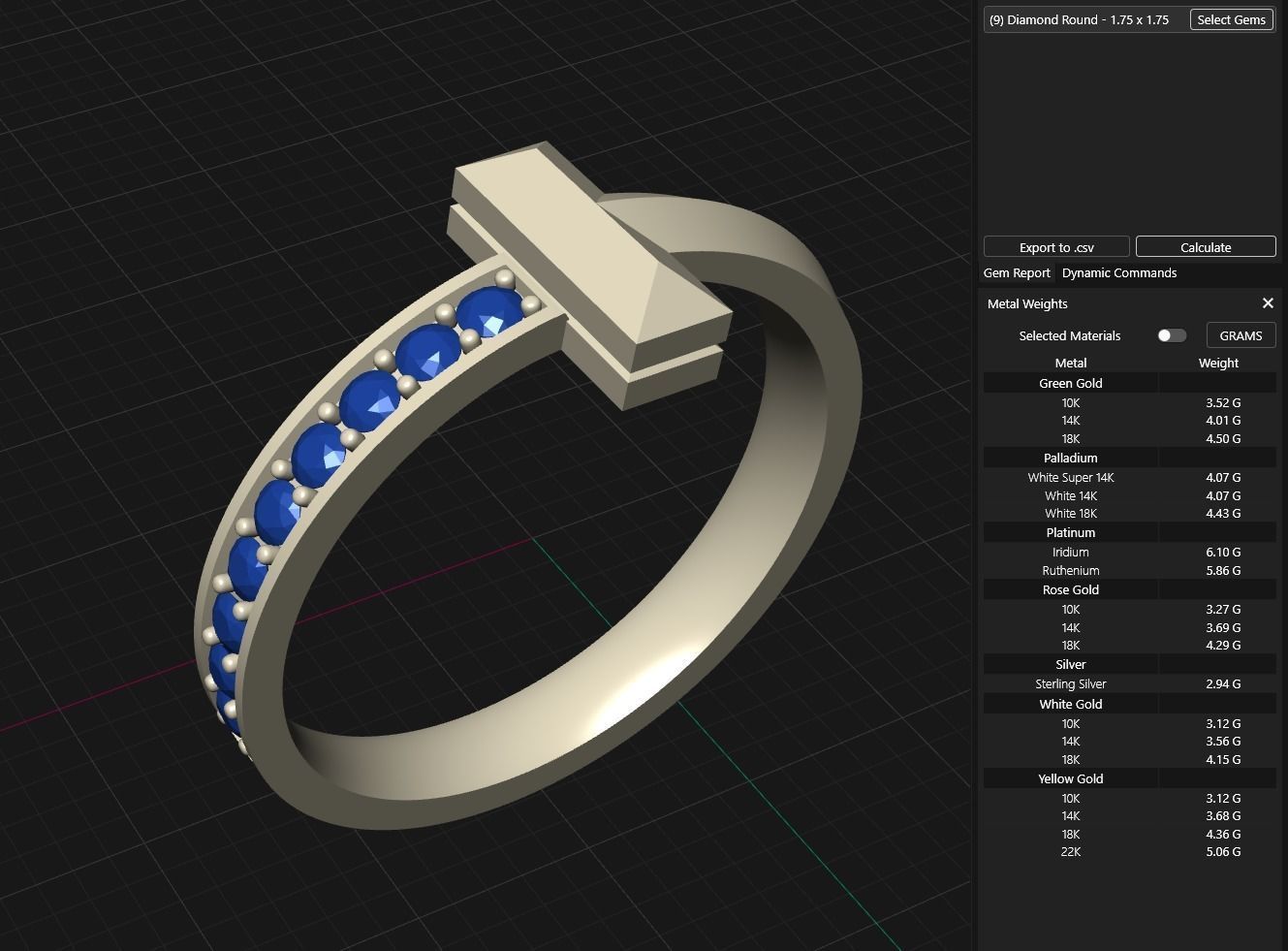 T-shape Gold Diamond Ring Tiffany T1 Band 3D print model_8