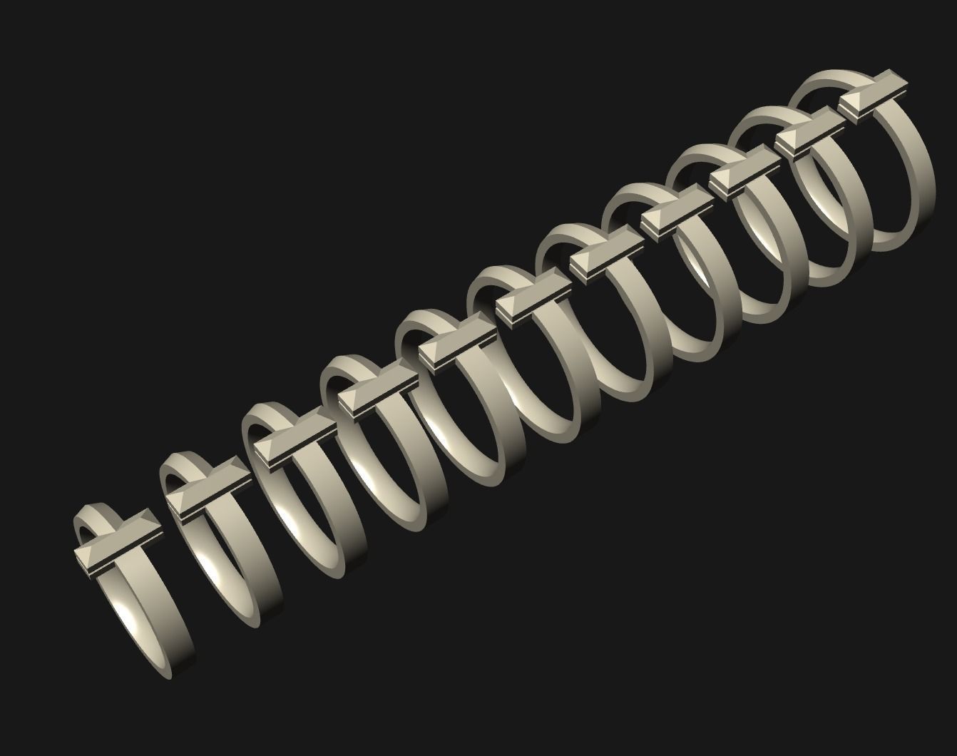 T-shape Gold Diamond Ring Tiffany T1 Band 3D print model_12