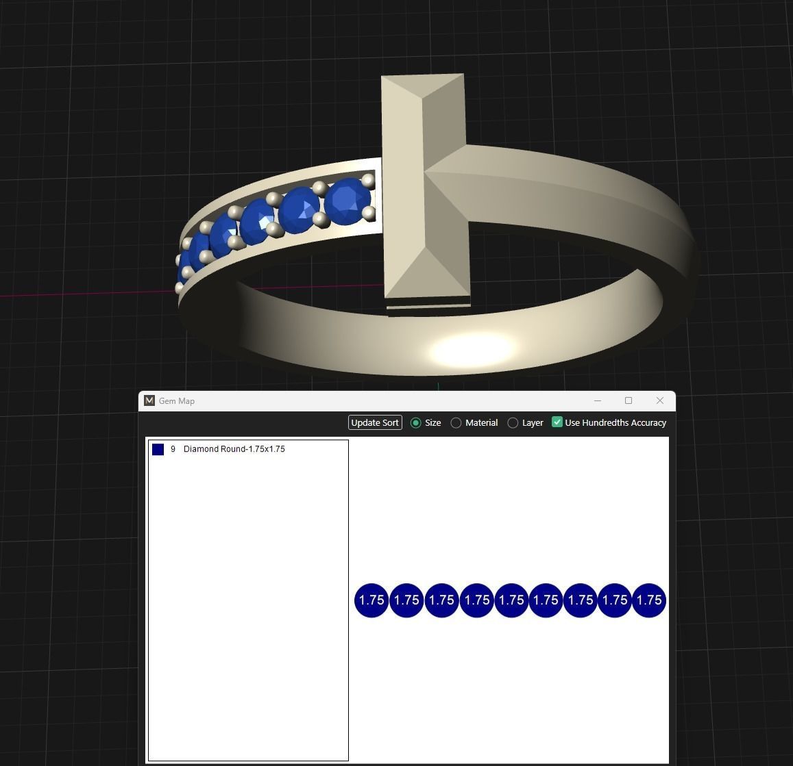 T-shape Gold Diamond Ring Tiffany T1 Band 3D print model_9