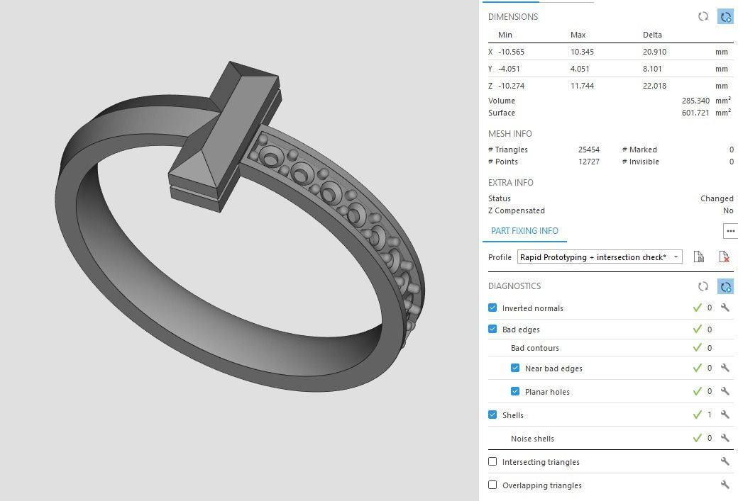 T-shape Gold Diamond Ring Tiffany T1 Band 3D print model_11