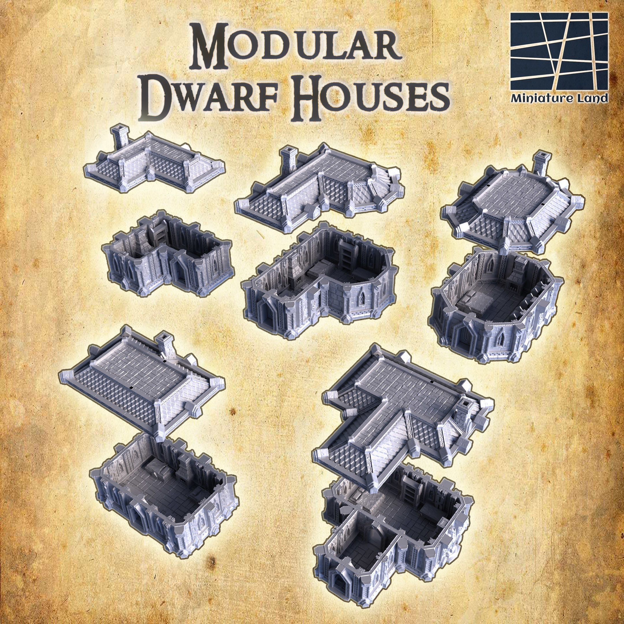 Dwarf Houses Tabletop Terrain 28 MM 3D print model_4