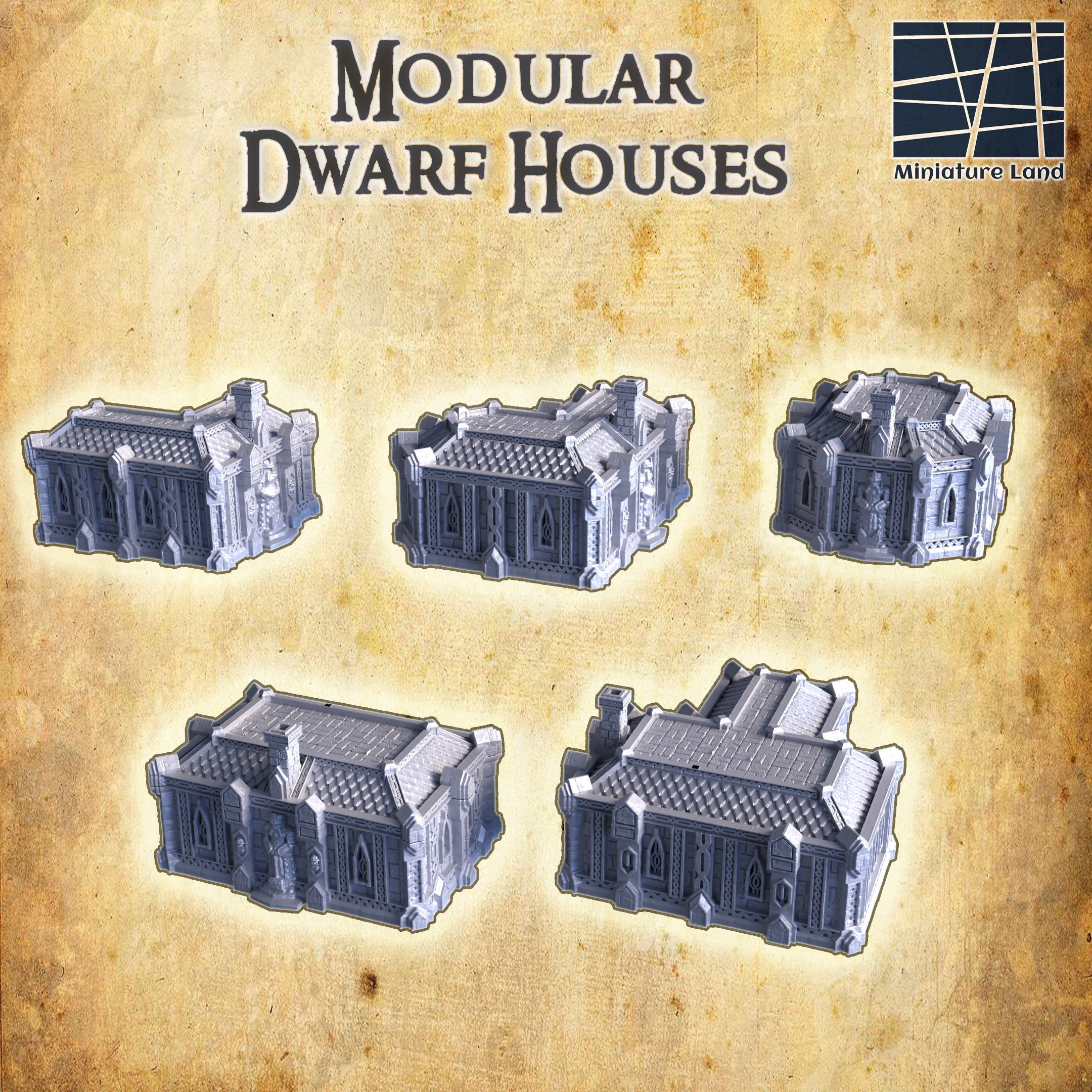 Dwarf Houses Tabletop Terrain 28 MM 3D print model_2