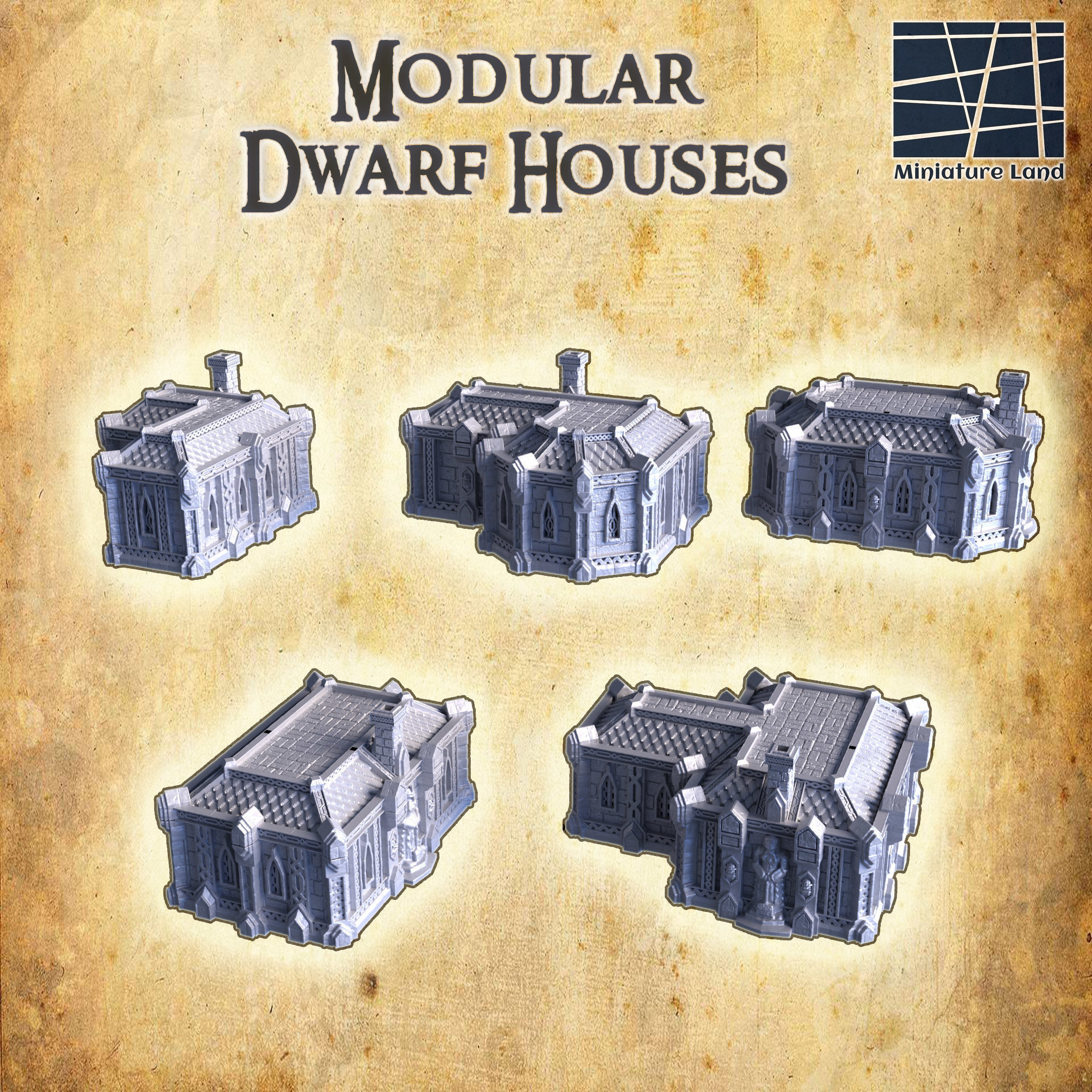 Dwarf Houses Tabletop Terrain 28 MM 3D print model_3