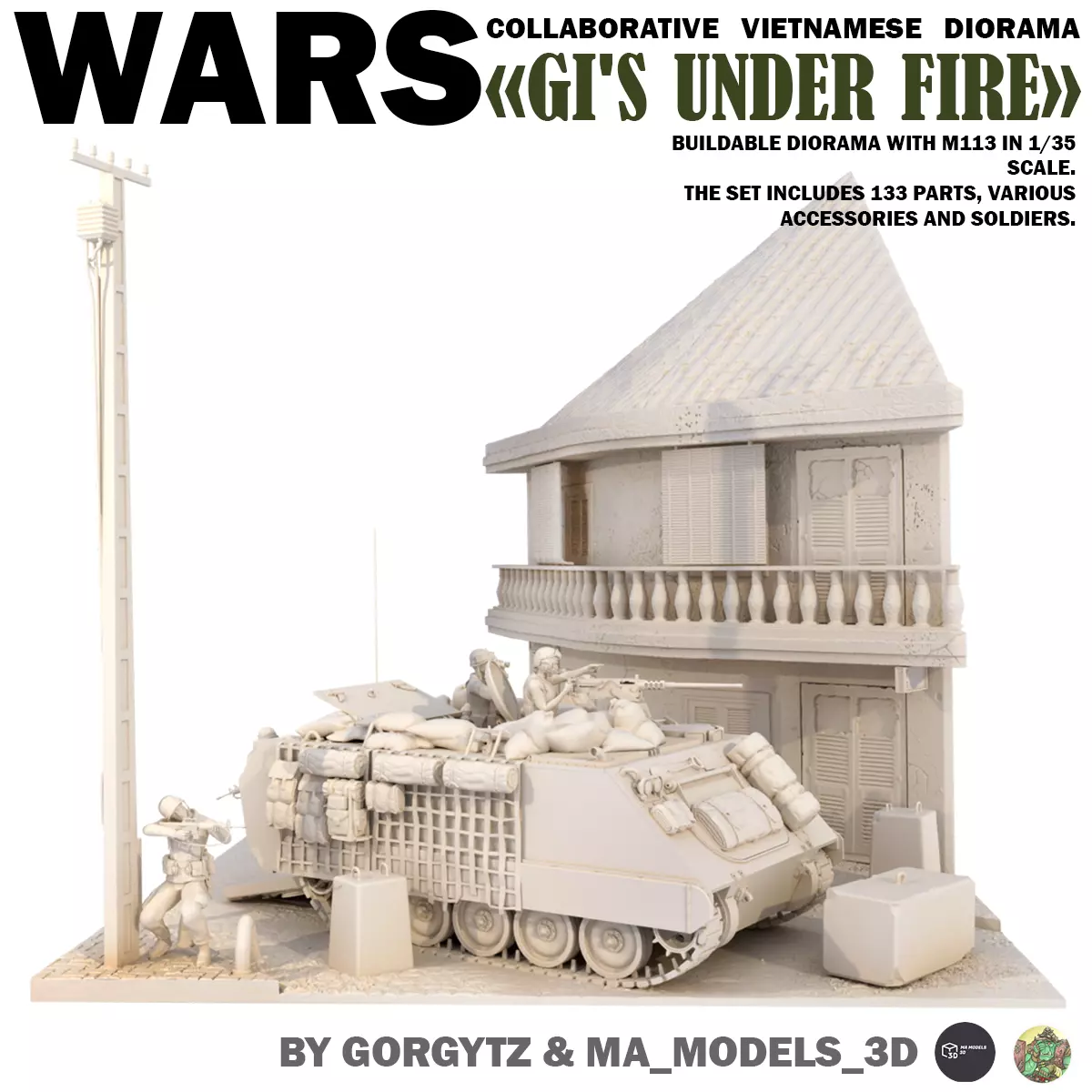 MA Models 3D Plot GIs Under Fire Diorama 1-35  3D print model_0