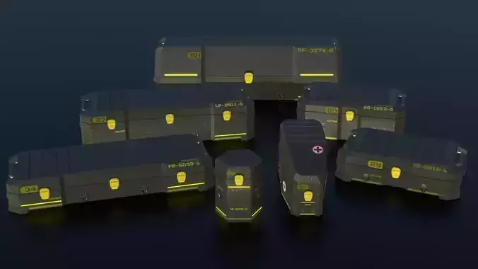 Sci-fi Crates  Low-poly 3D model