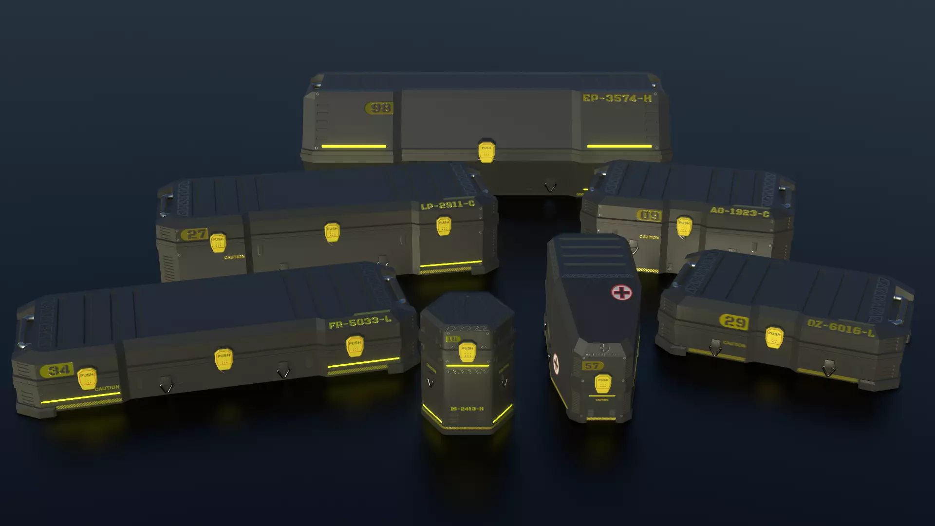 Sci-fi Crates  Low-poly 3D model_0