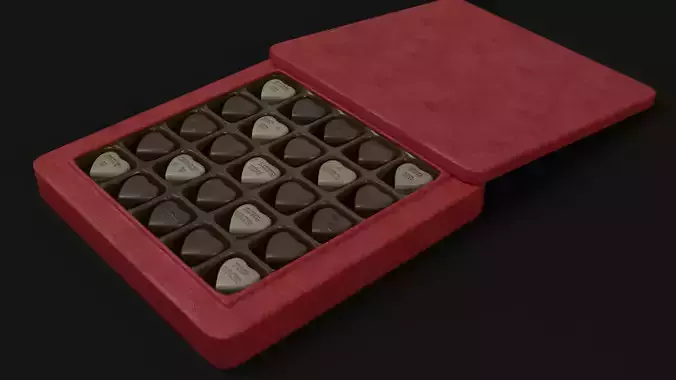 Heart Shape Chocolates with Text Low-Poly PBR 3D Model Low-poly 3D model