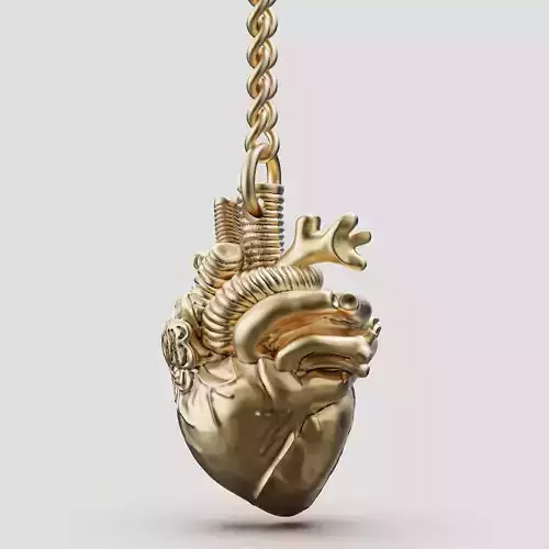 Heart key holder silver gold sterling printable jewelry 3D model