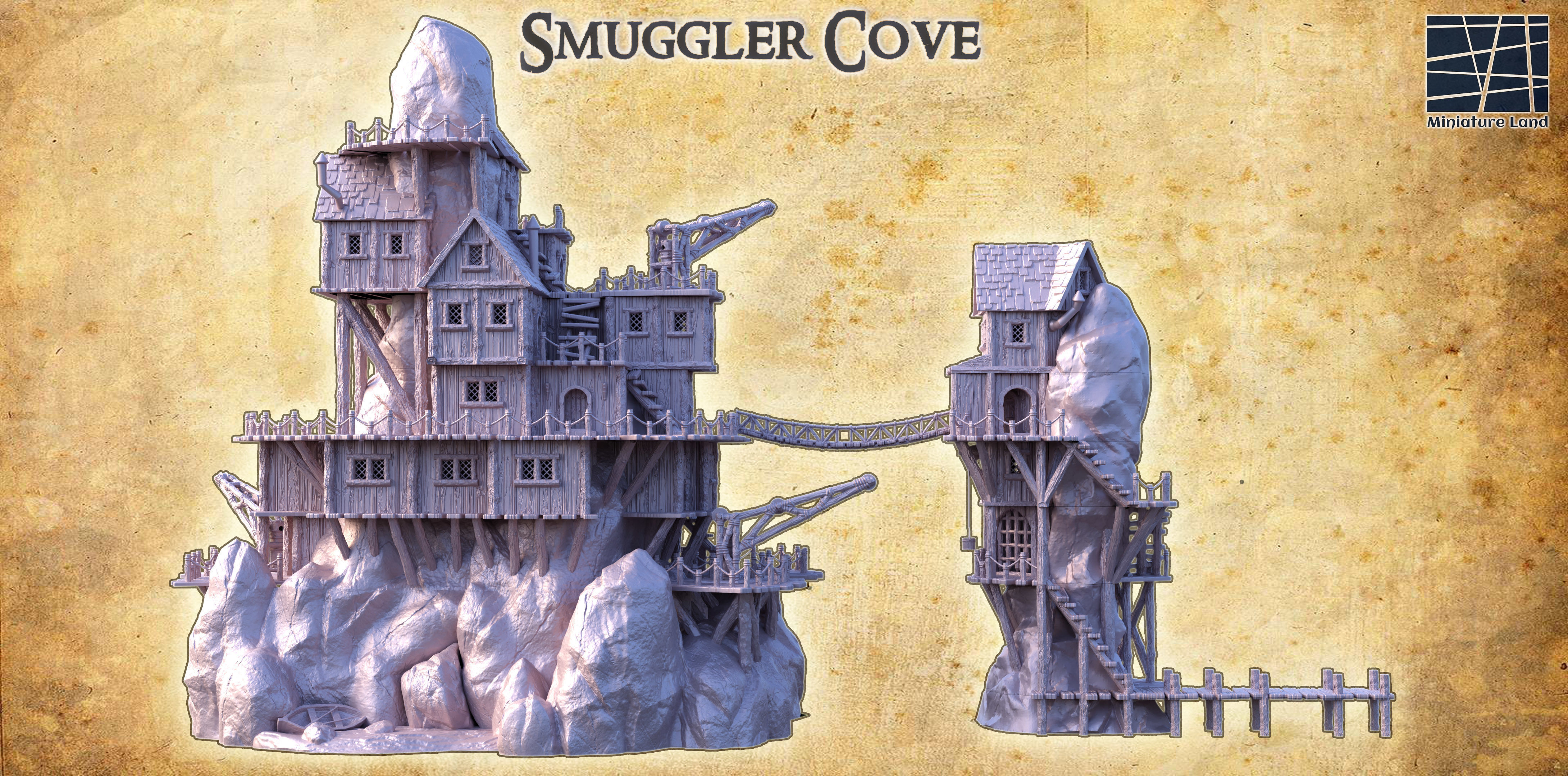 Smuggler Cove Tabletop Terrain 28 MM 3D print model_1
