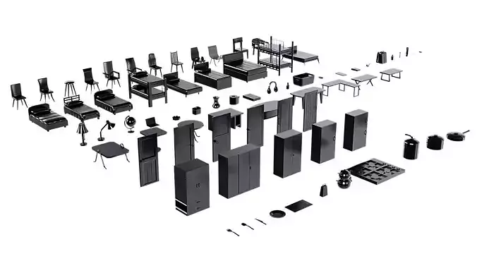 Low-Poly Furniture and Decor Pack - 74 Models