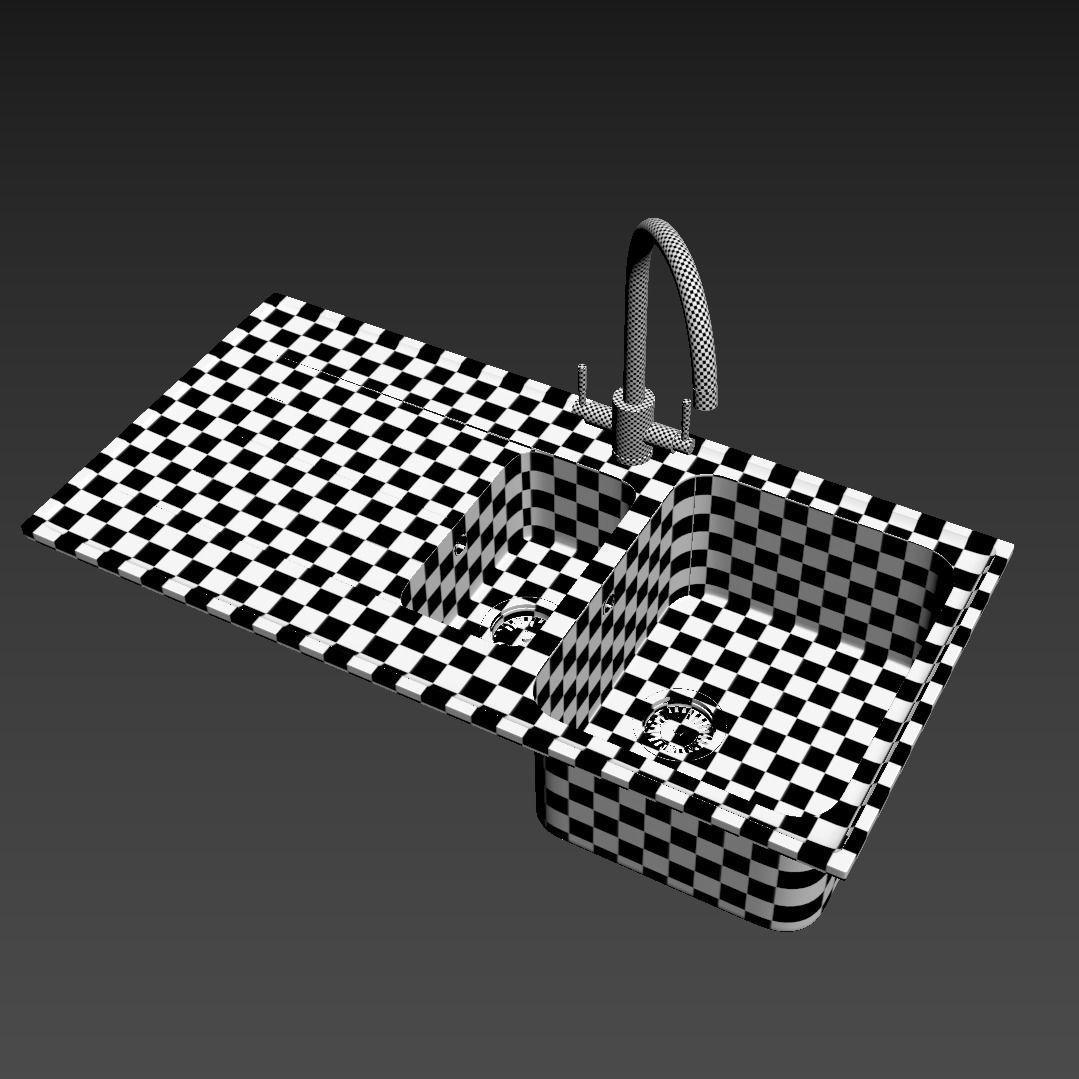 Rangemaster Igneous Granite Sink with Aquatrend Dual Tap Faucet 3D model_21