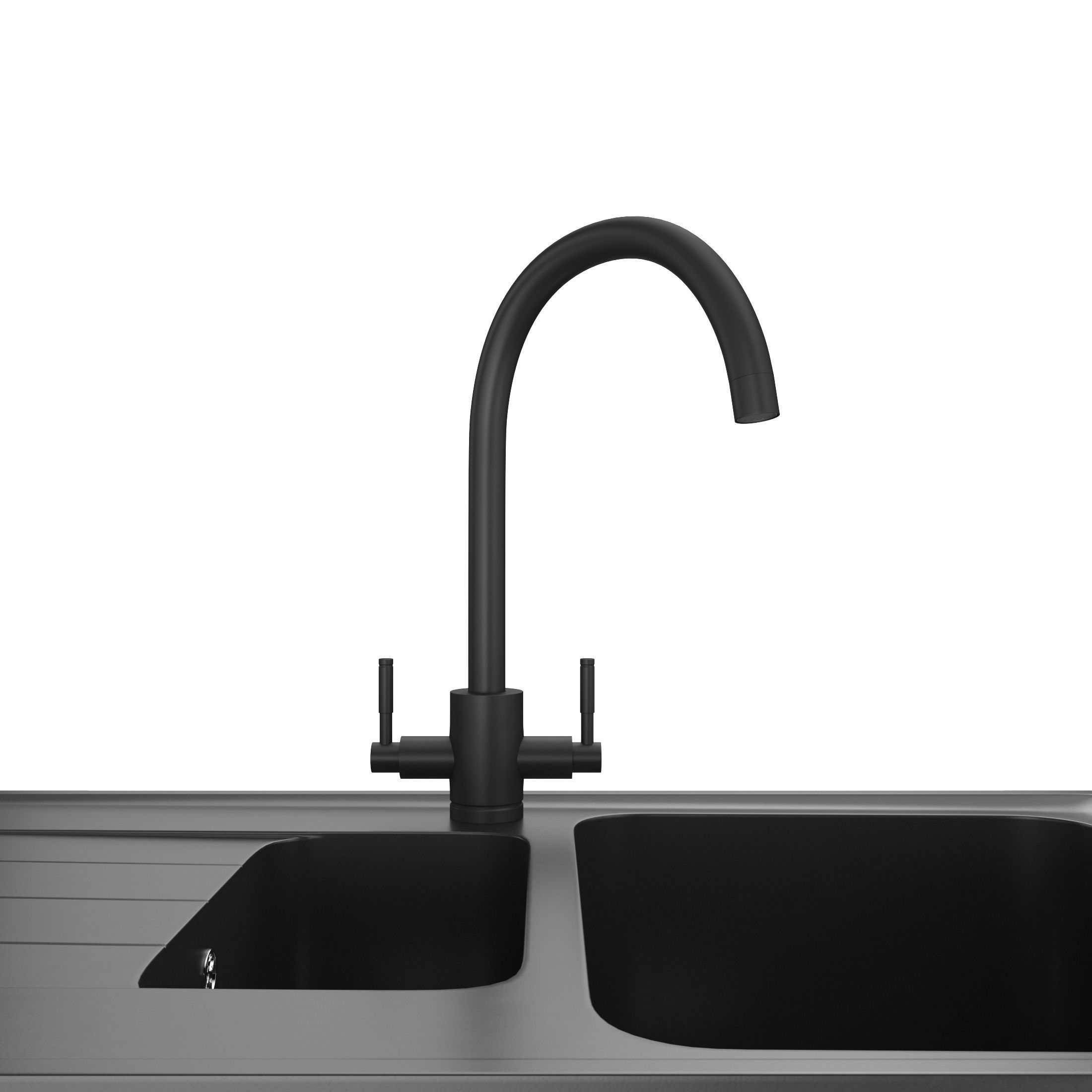 Rangemaster Igneous Granite Sink with Aquatrend Dual Tap Faucet 3D model_6