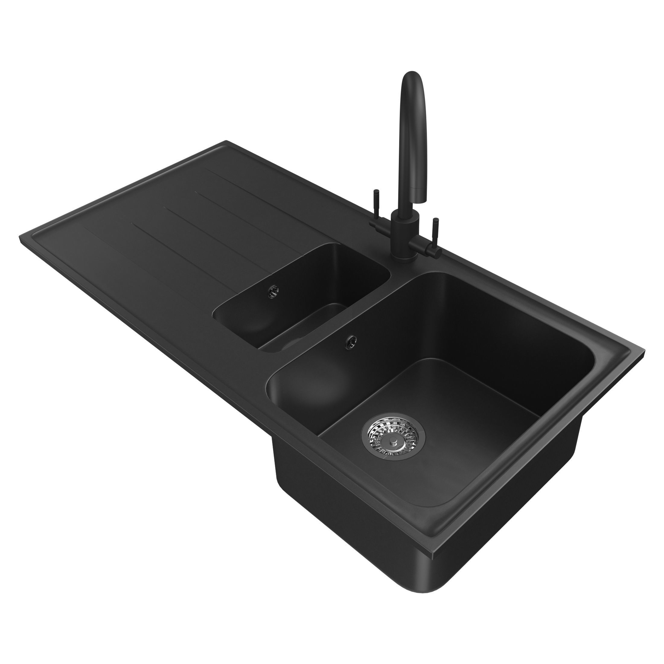 Rangemaster Igneous Granite Sink with Aquatrend Dual Tap Faucet 3D model_3