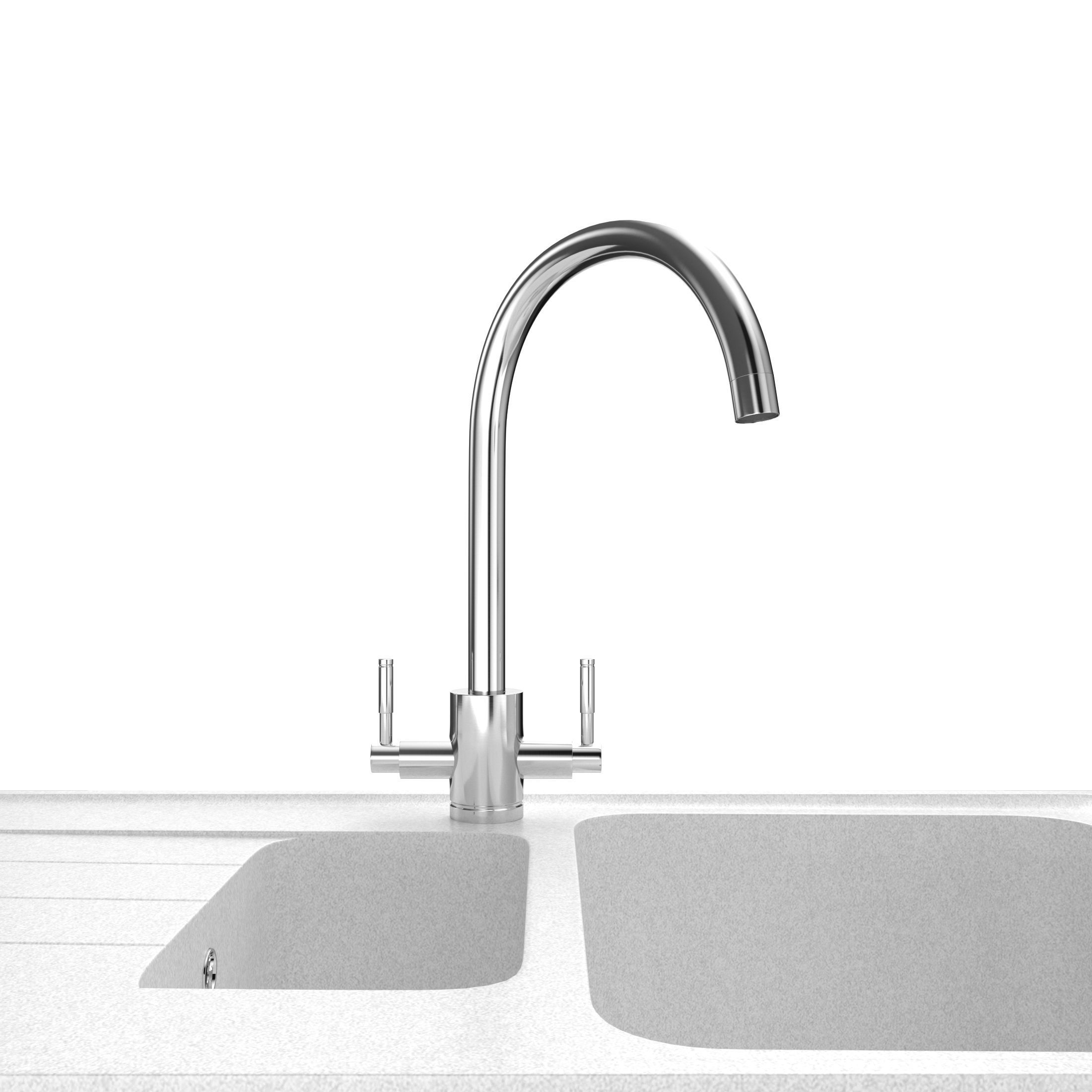 Rangemaster Igneous Granite Sink with Aquatrend Dual Tap Faucet 3D model_5