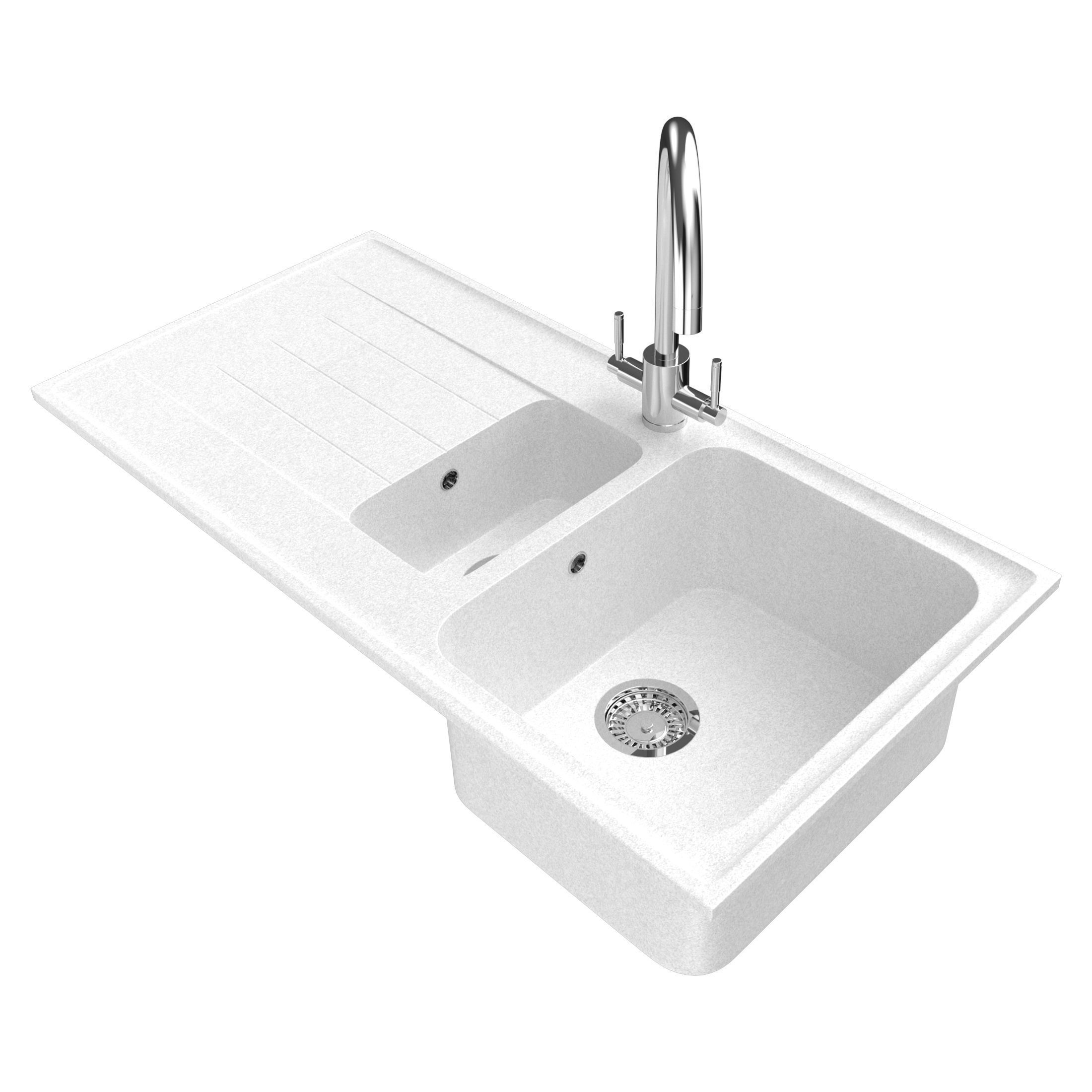 Rangemaster Igneous Granite Sink with Aquatrend Dual Tap Faucet 3D model_1